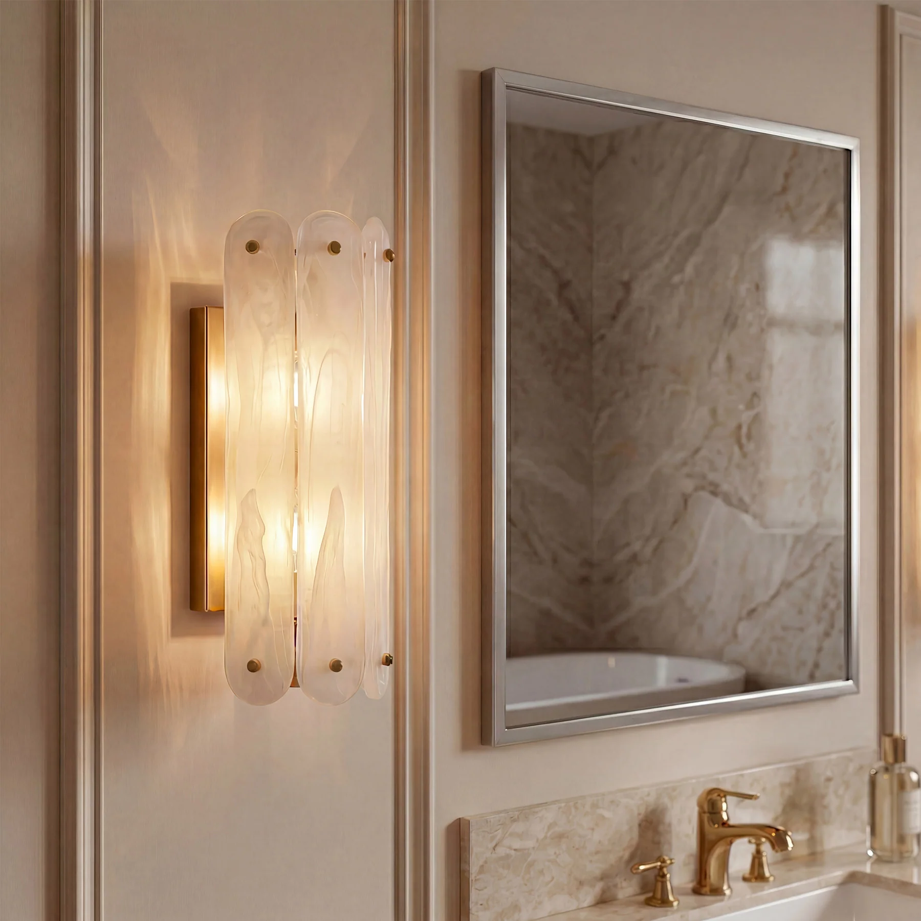 2-Light Modern Wall Sconce, 13.78" Wall Light Fixture with Glass Shade