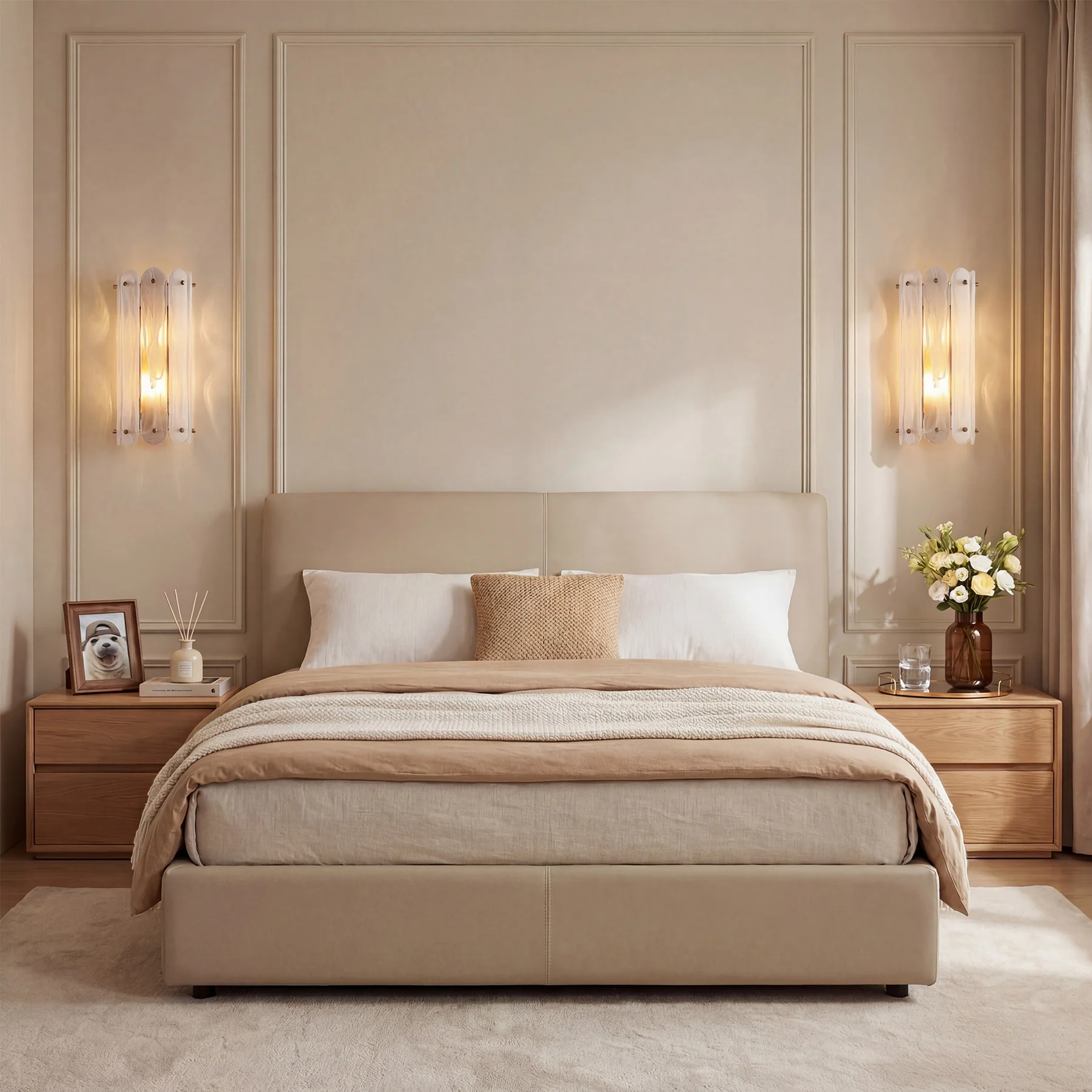 2-Light Modern Wall Sconce, 13.78" Wall Light Fixture with Glass Shade - Image 5