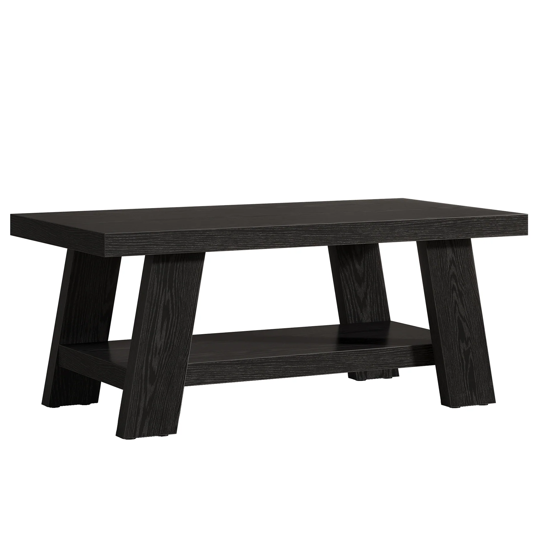 47" Farmhouse 2-Tier Coffee Table with Storage Shelf, Rectangular Coffee Table - Image 10