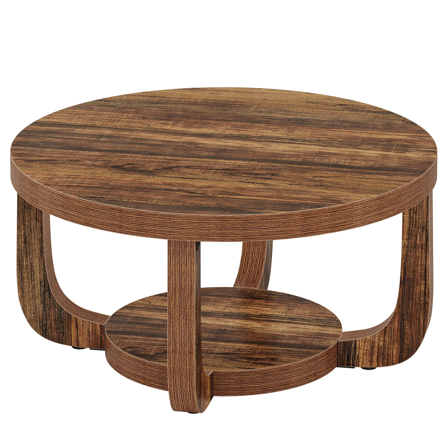 31.5" Coffee Table, Modern 2-Tier Circle Center Table with Storage - Image 10