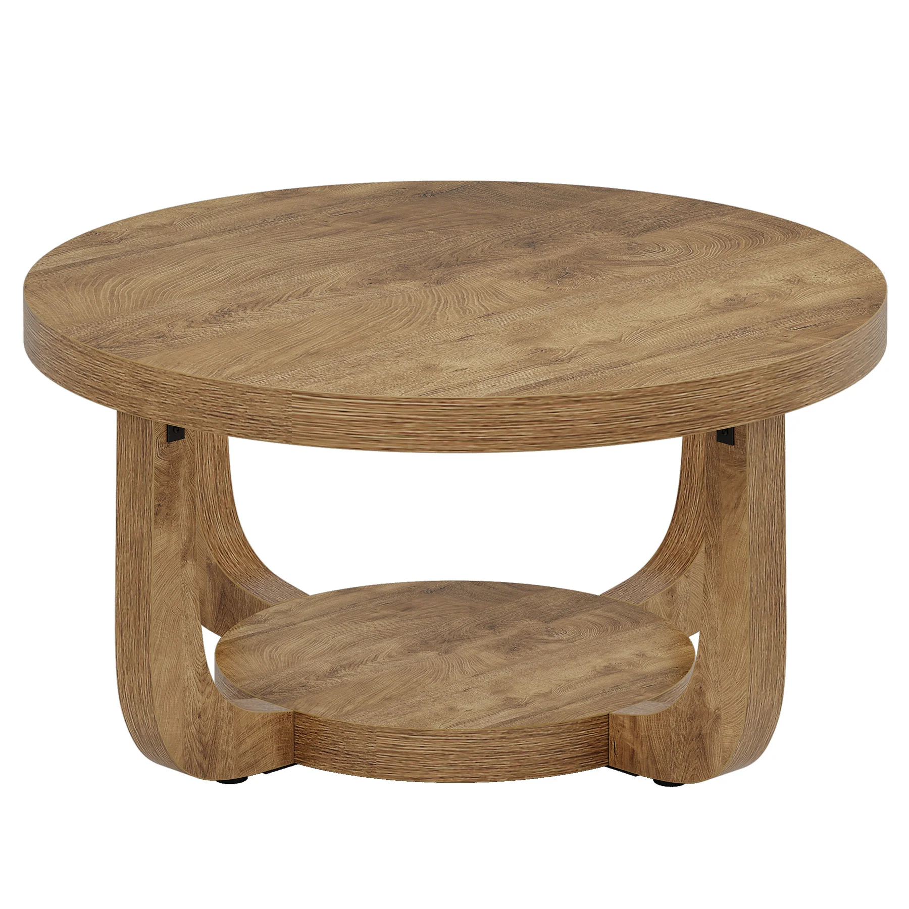 31.5" Coffee Table, Modern 2-Tier Circle Center Table with Storage - Image 13