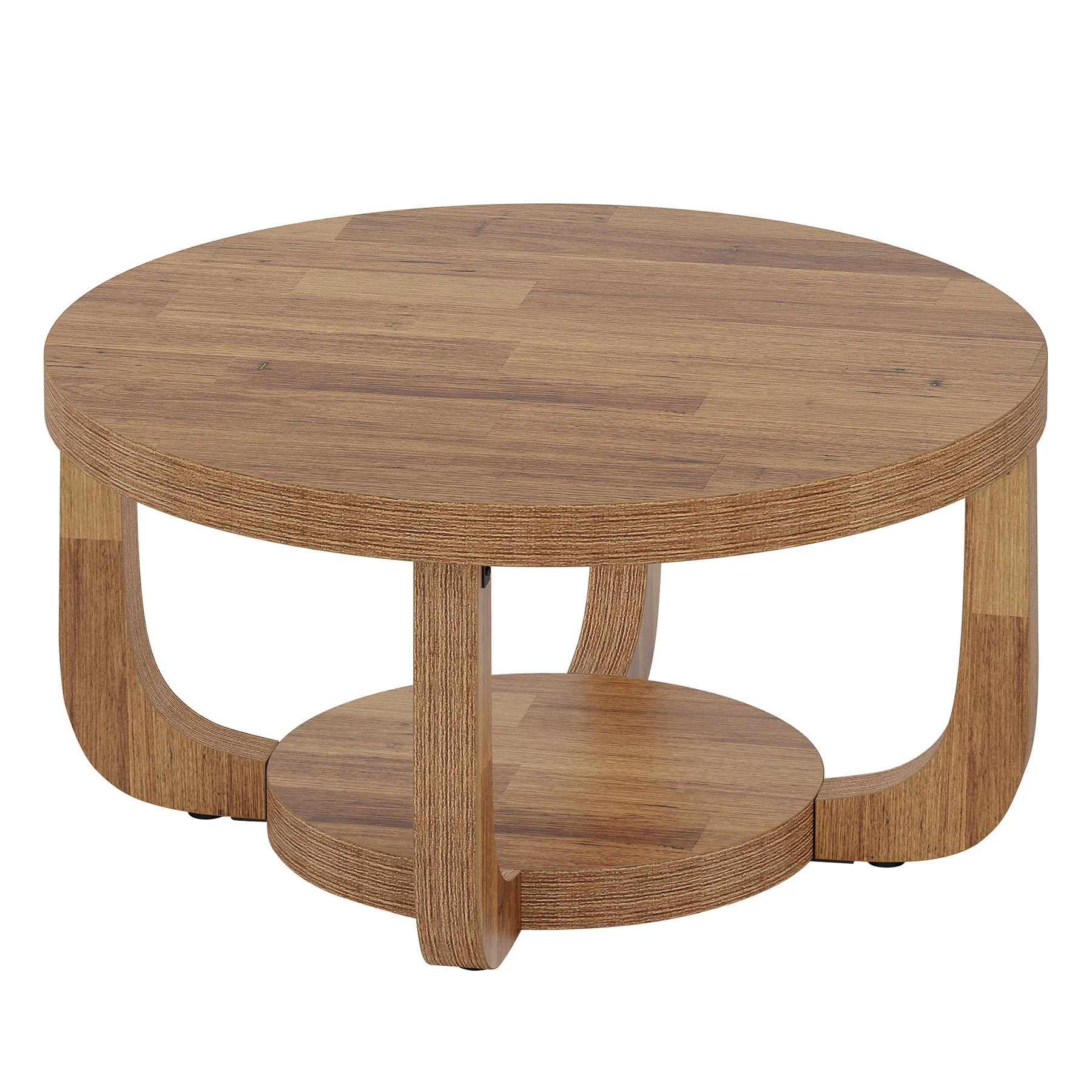 31.5" Coffee Table, Modern 2-Tier Circle Center Table with Storage - Image 16
