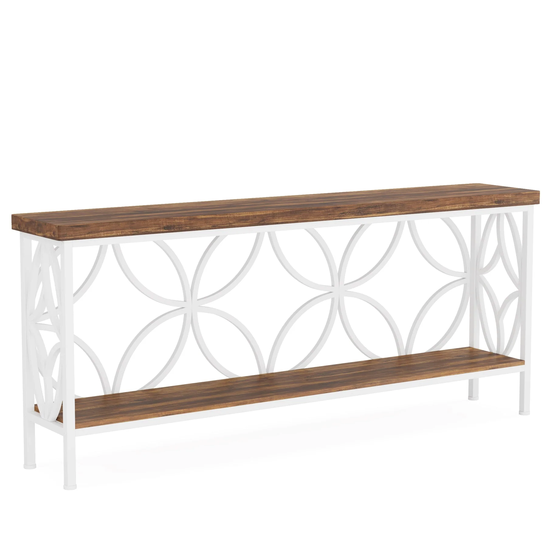 2-Tier Console Table, 70.9" Industrial Sofa Table Behind Couch - Image 8