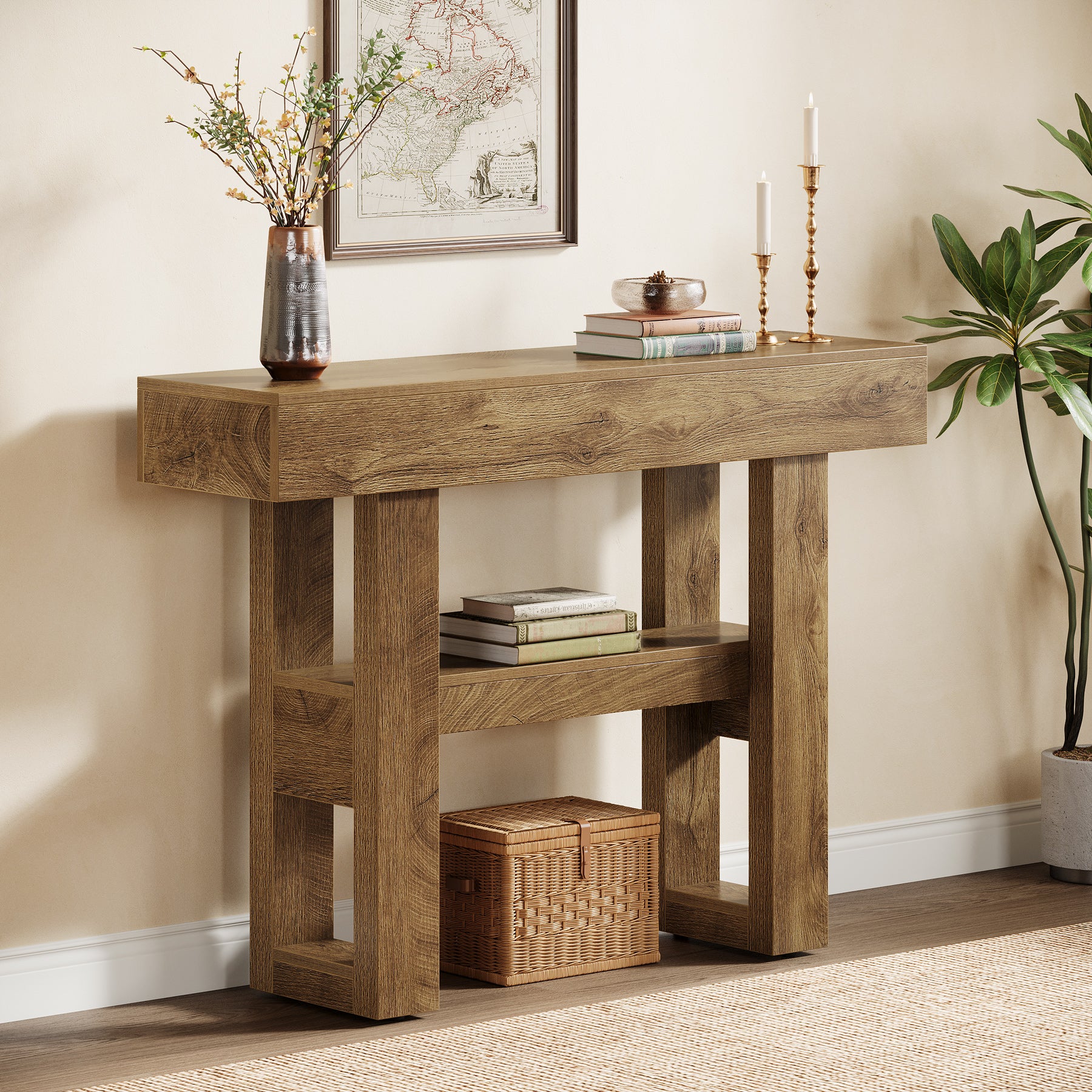 41.3" Console Table, 2-Tier Narrow Sofa Entryway Table with Storage - Image 10