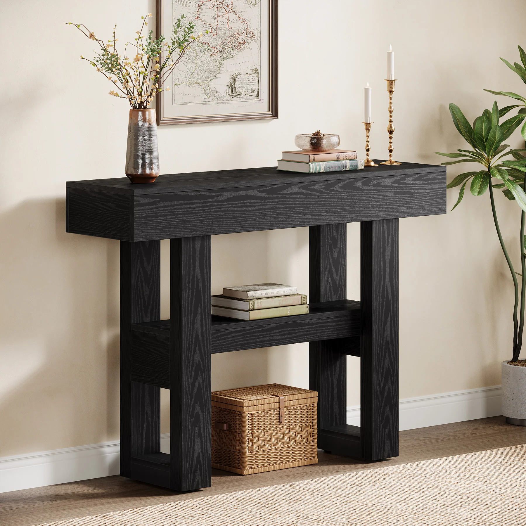 41.3" Console Table, 2-Tier Narrow Sofa Entryway Table with Storage - Image 12