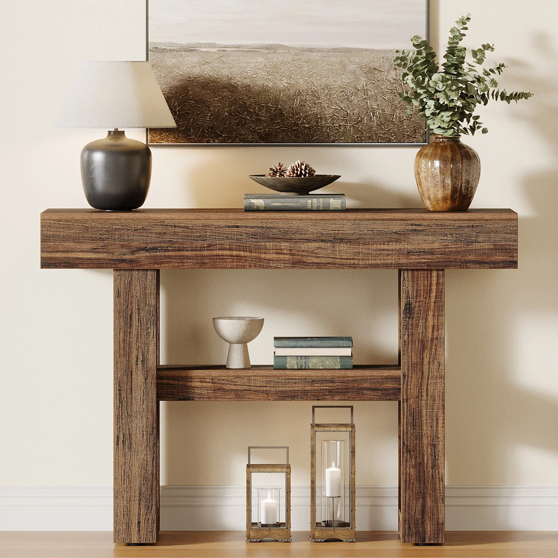 41.3" Console Table, 2-Tier Narrow Sofa Entryway Table with Storage - Image 4
