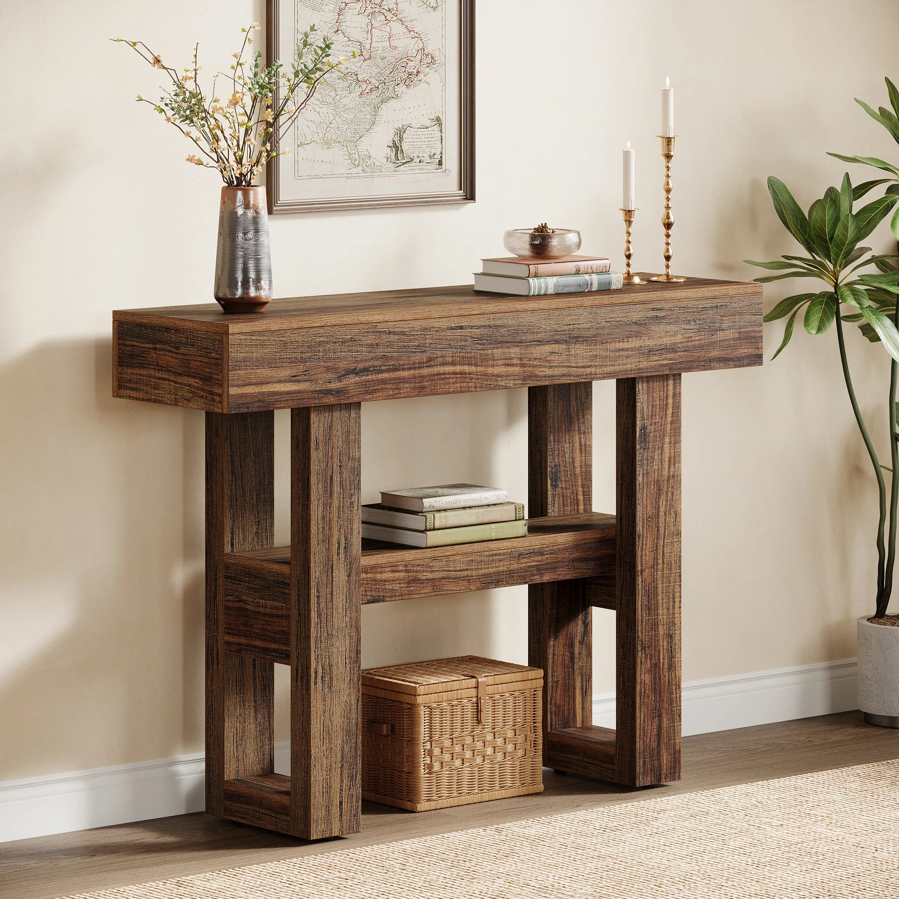 41.3" Console Table, 2-Tier Narrow Sofa Entryway Table with Storage - Image 5
