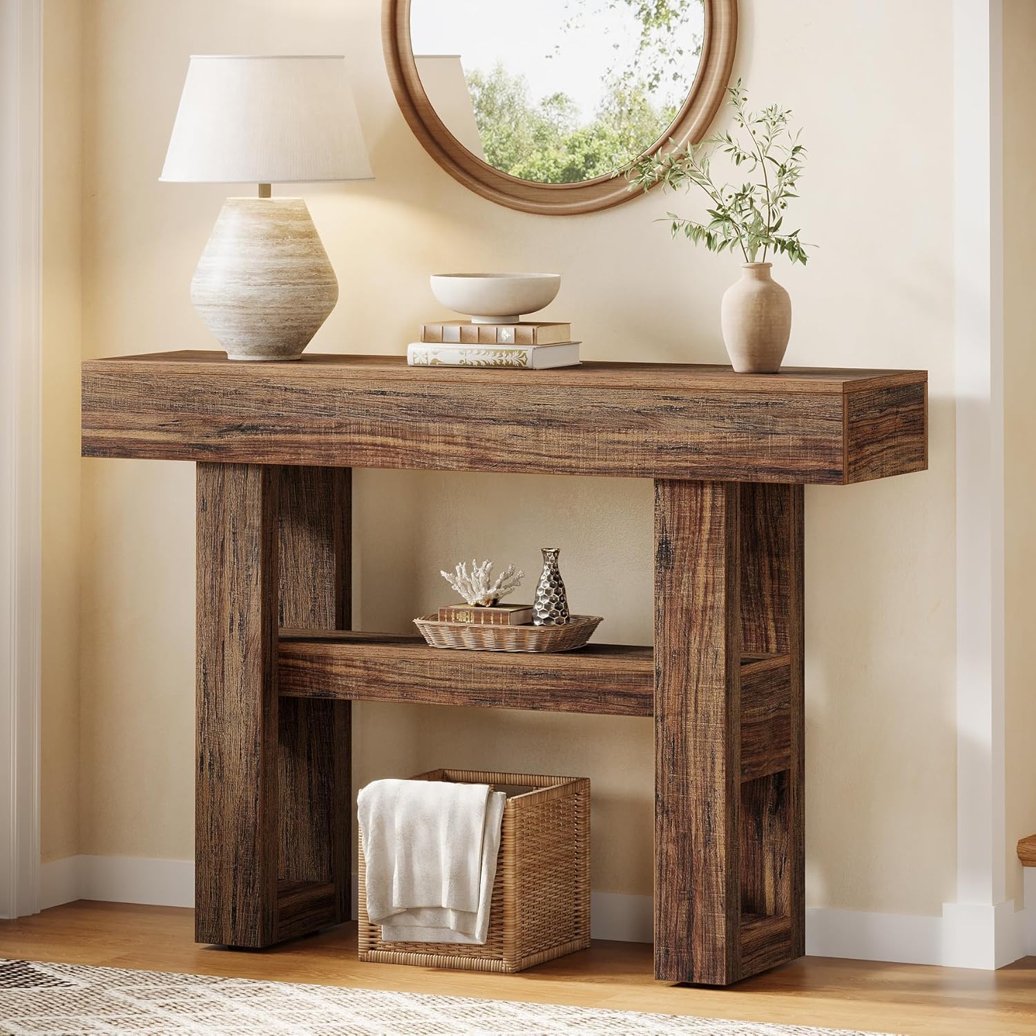 41.3" Console Table, 2-Tier Narrow Sofa Entryway Table with Storage - Image 9