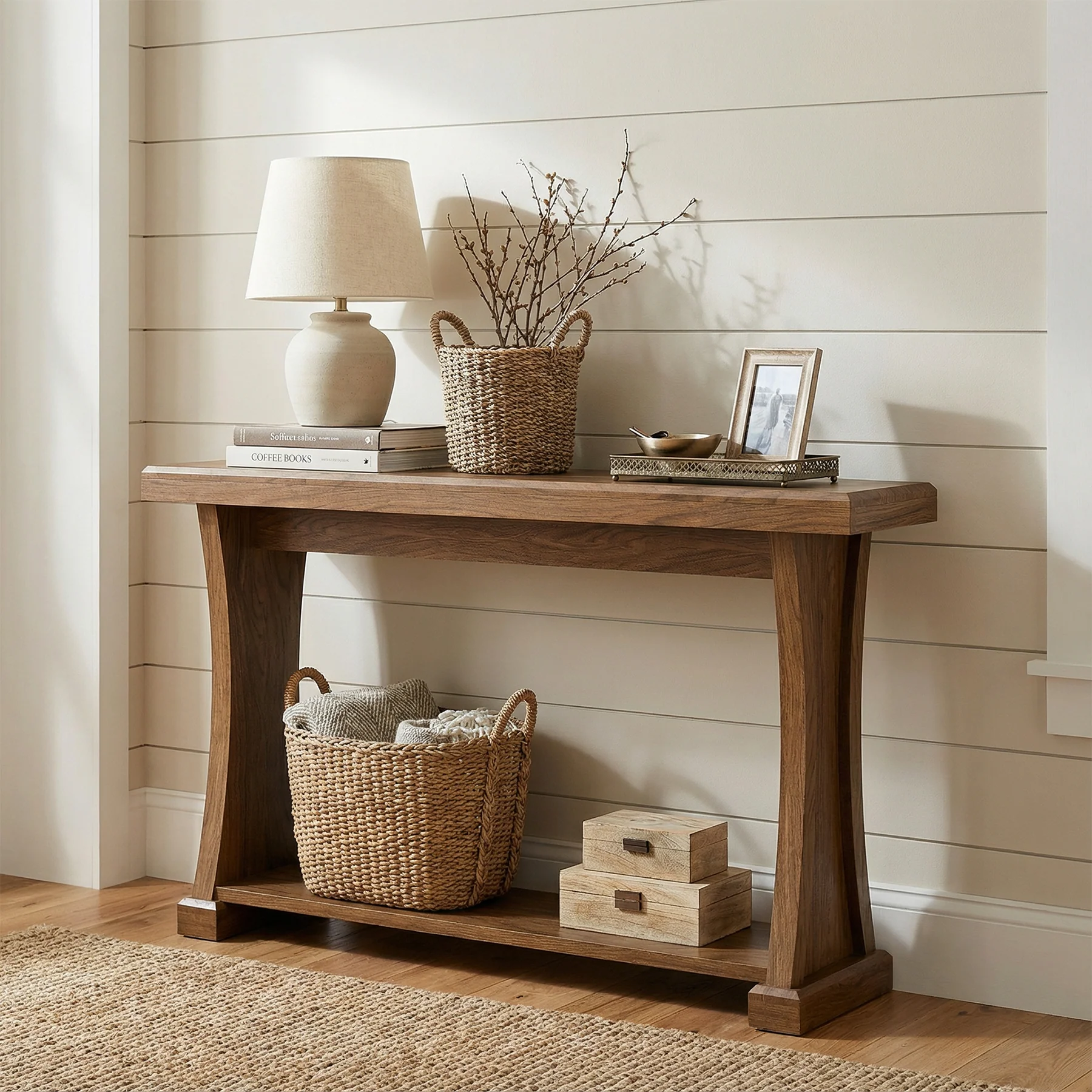 2-Tier Console Table, 63” Narrow Entryway Sofa Table with Storage Shelf - Image 4