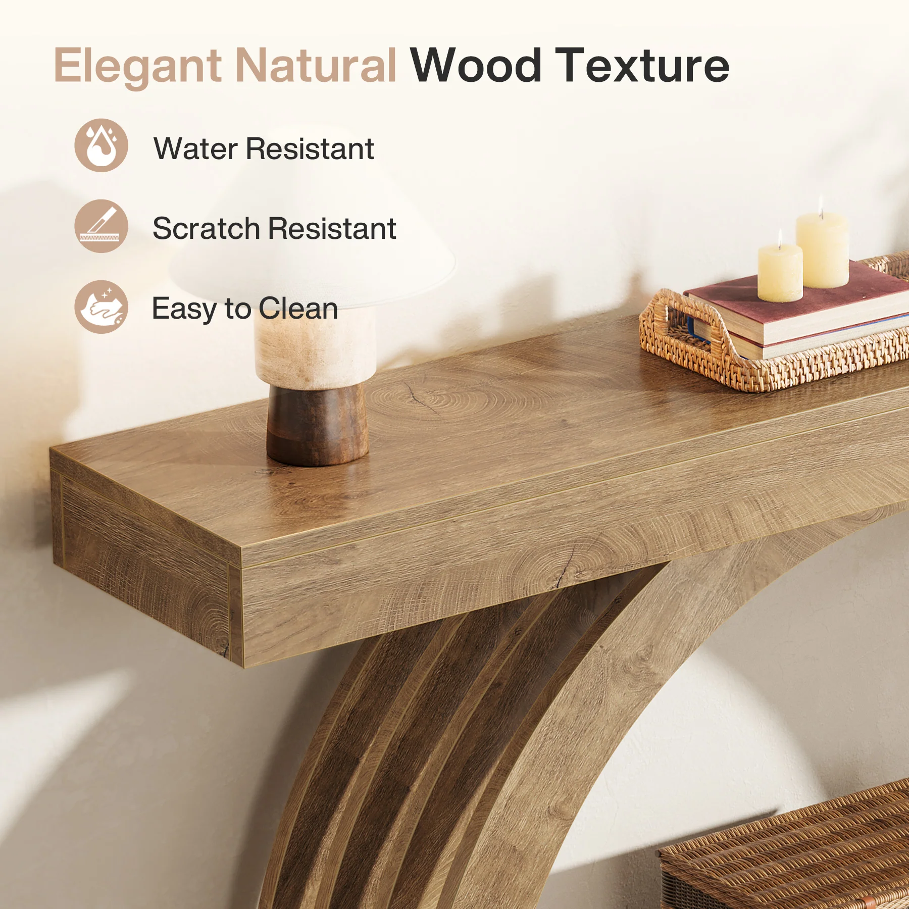 2-Tier Console Table, 63" Unique Arched Sofa Table Behind The Couch - Image 7