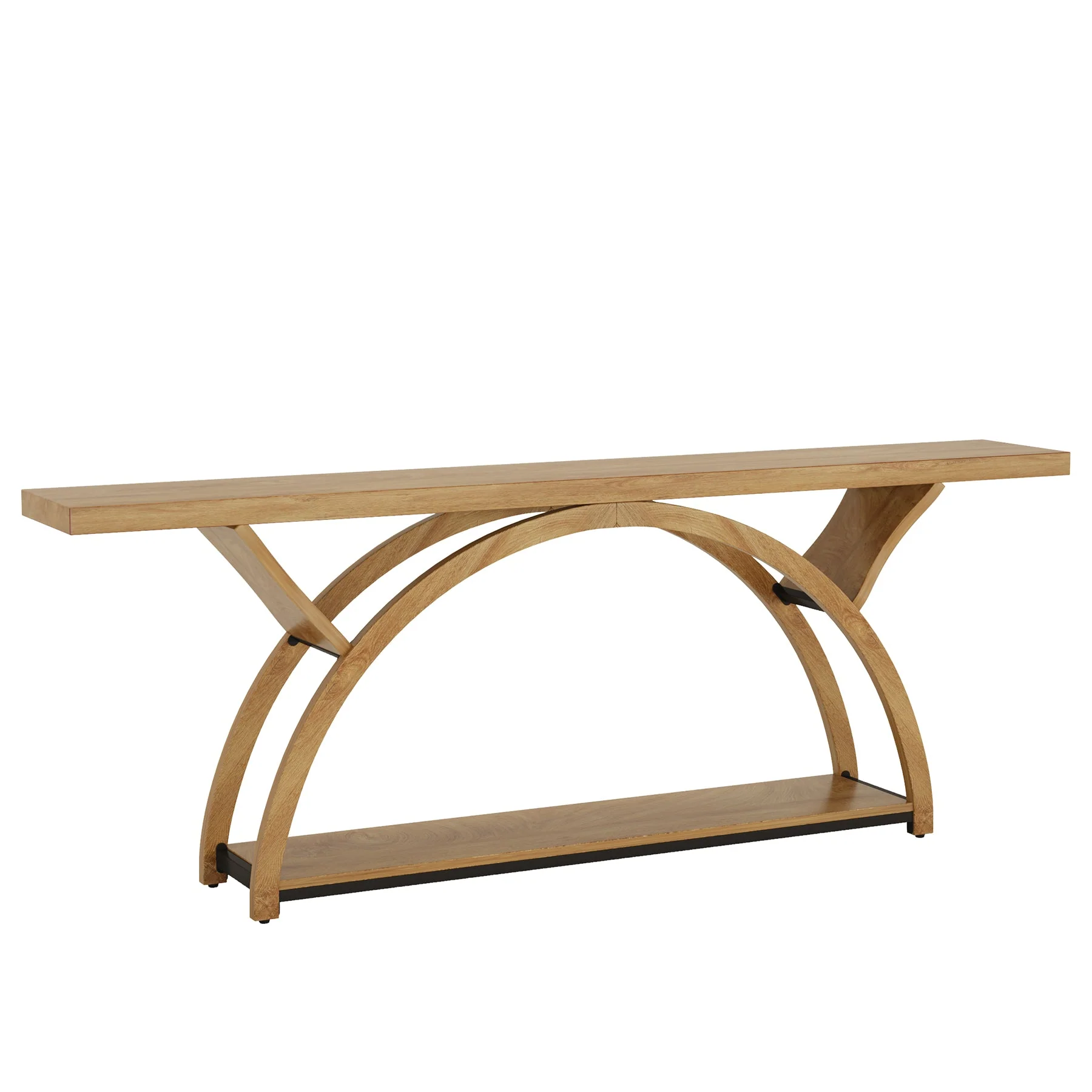2-Tier Console Table, 70.9" Entryway Table with Half Moon Frame - Image 11