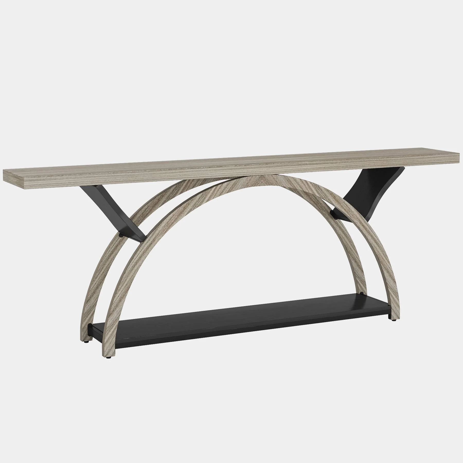 2-Tier Console Table, 70.9" Entryway Table with Half Moon Frame - Image 12