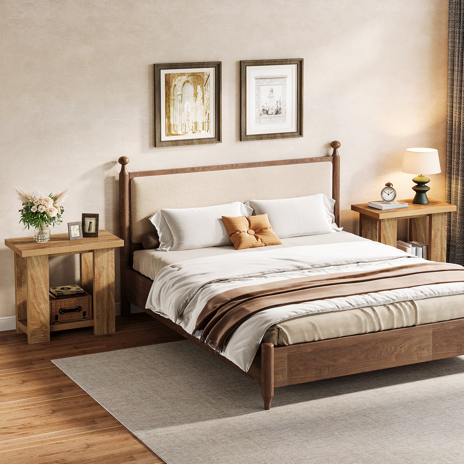 2-Tier End Table, Farmhouse Side Table with Storage Shelves for Small Space - Image 6