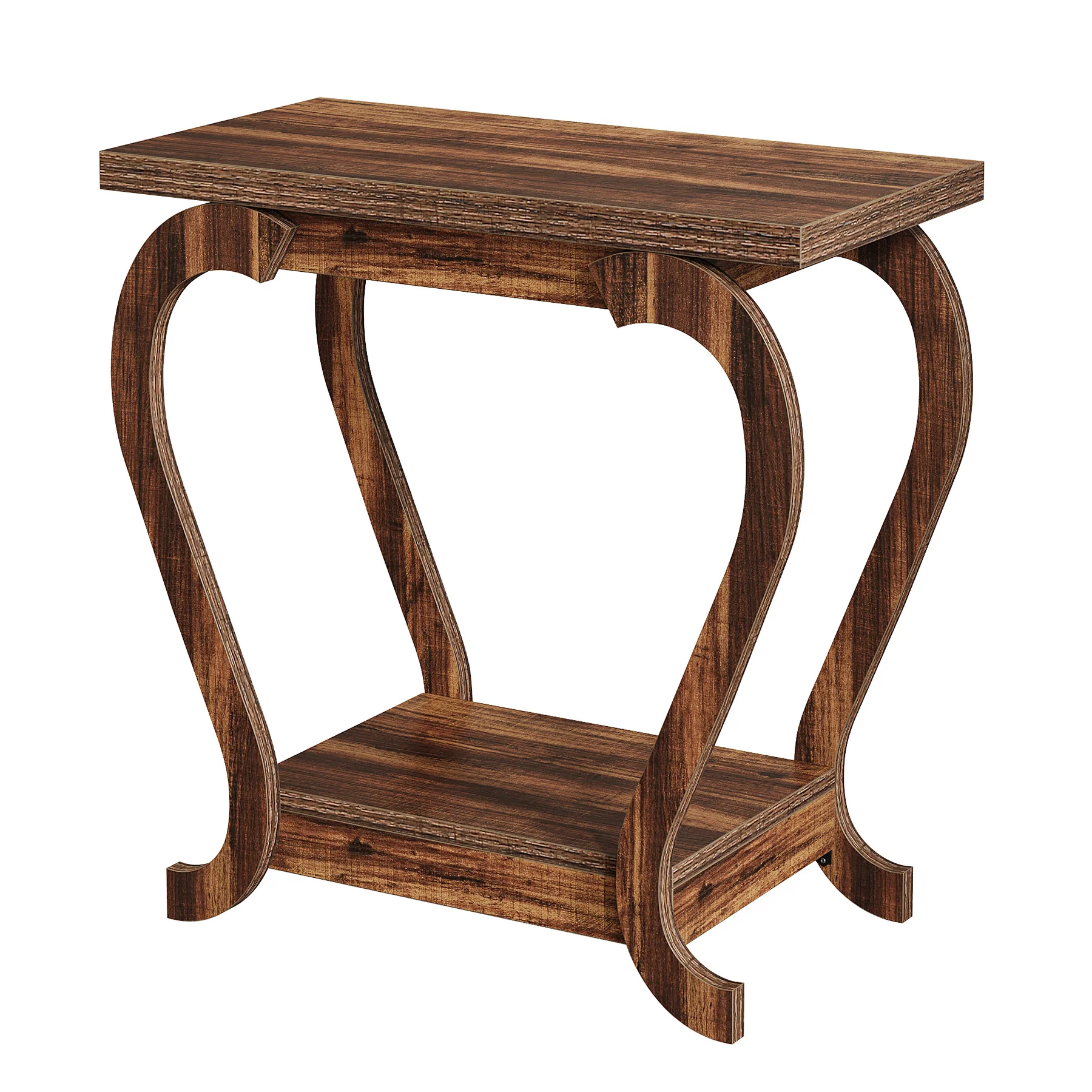 2-Tier End Table, Narrow Accent Side Table with with Storage Shelves - Image 9