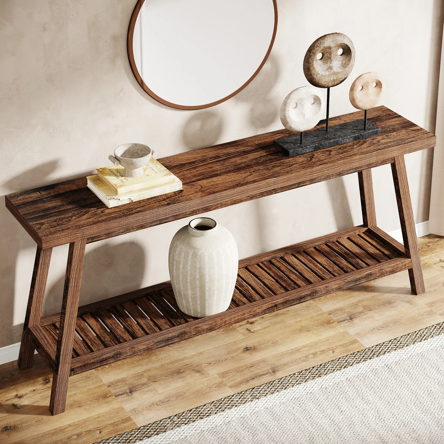 Farmhouse Console Table, 70.9" Entryway Table 2-Tier Sofa Table - Image 5