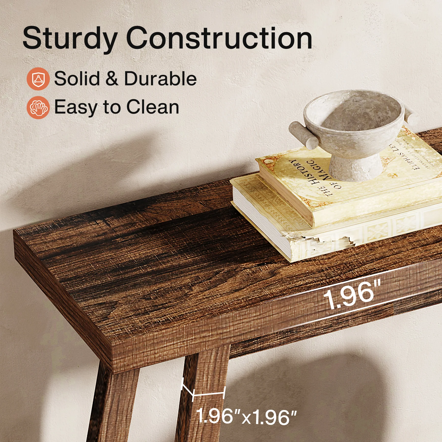 Farmhouse Console Table, 70.9" Entryway Table 2-Tier Sofa Table - Image 7