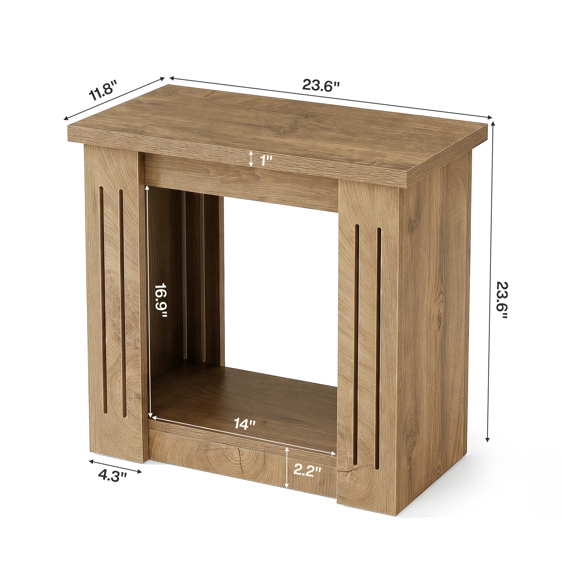 2-Tier Farmhouse End Table, 23.6" Side Table Nightstand with Storage for Living Room - Image 2