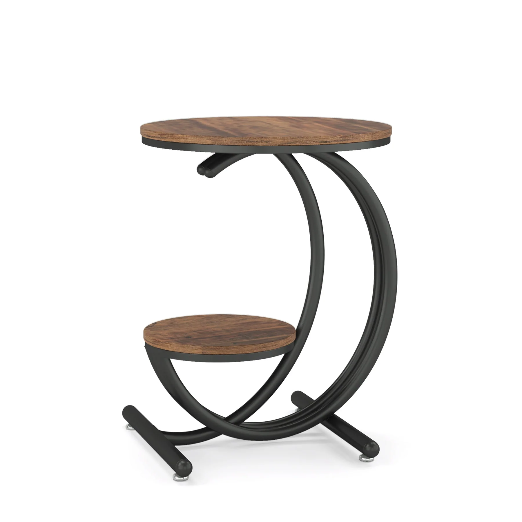 2-Tier End Table, Small Accent Side Table with C-Shaped Frame - Image 9