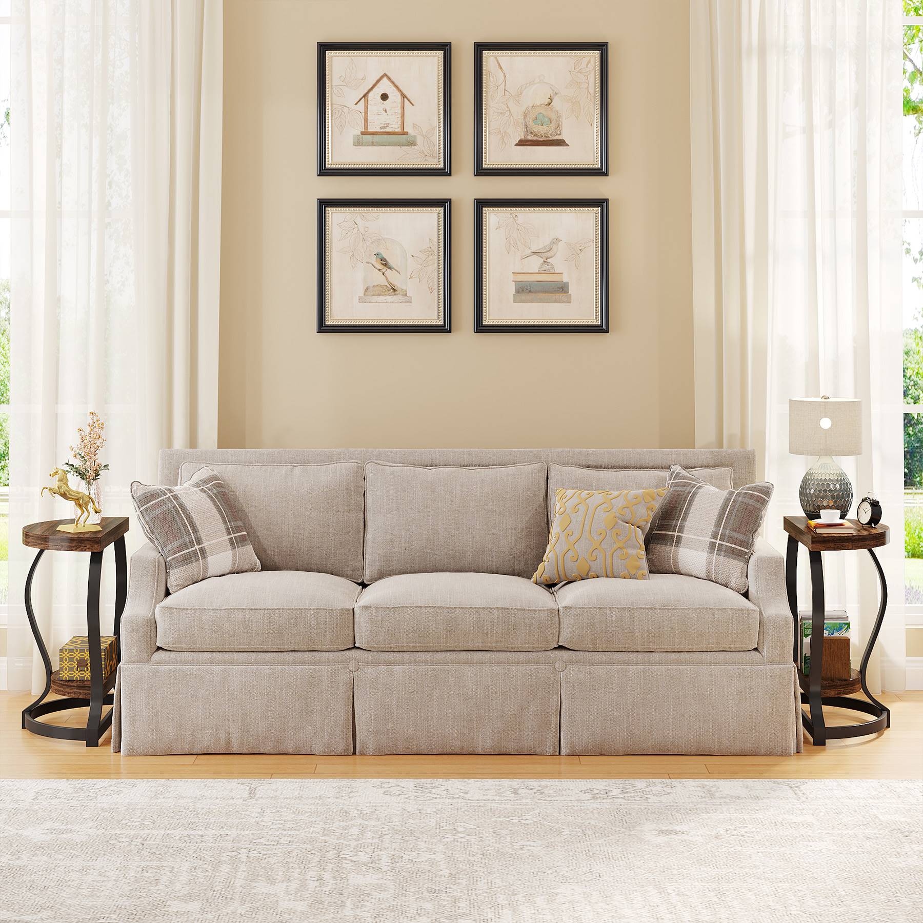 Half-Round End Table, Side Table with 2-Tier Shelves - Image 6