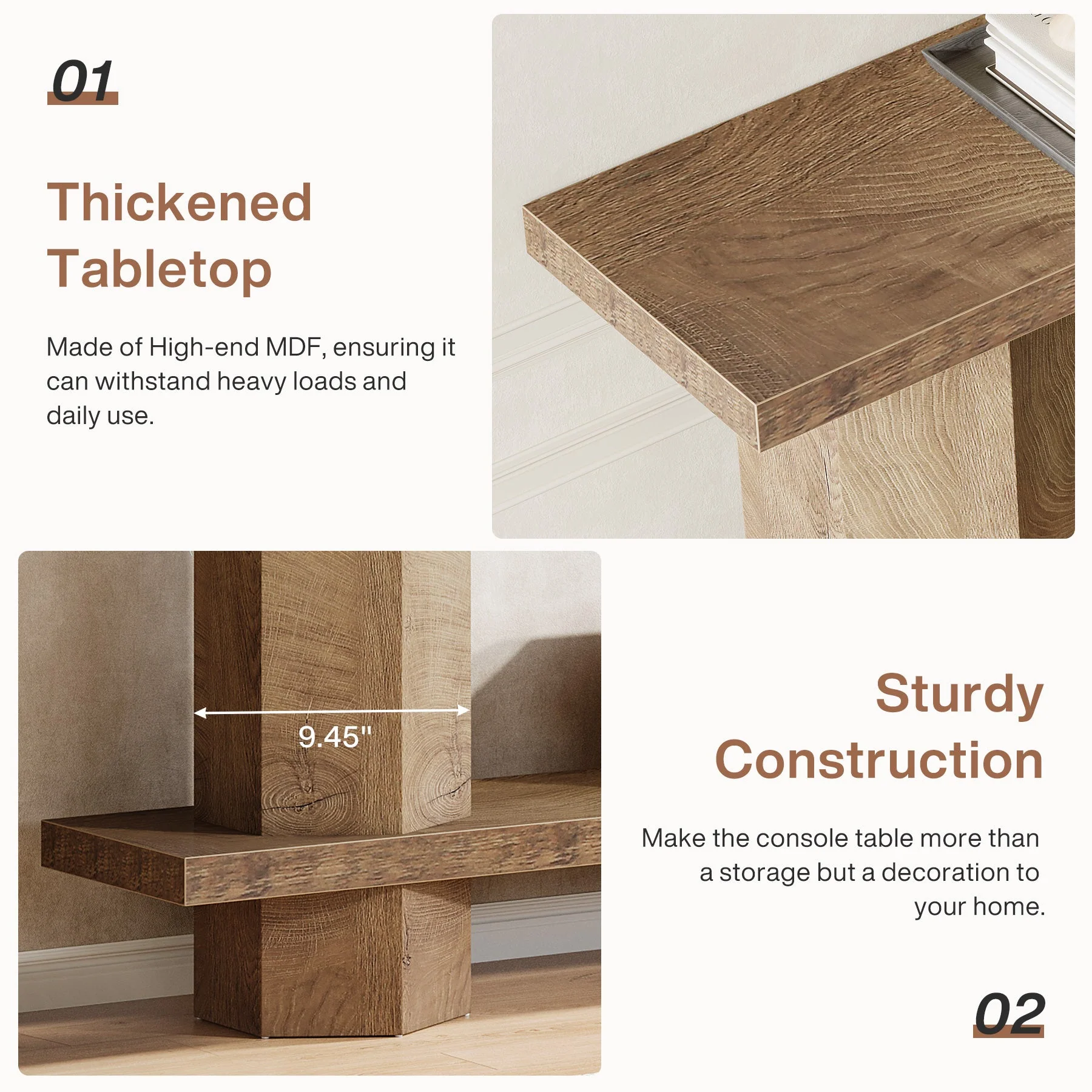 71" Console Table, 2-Tier Hallway Table Sofa Table Behind Couch - Image 6