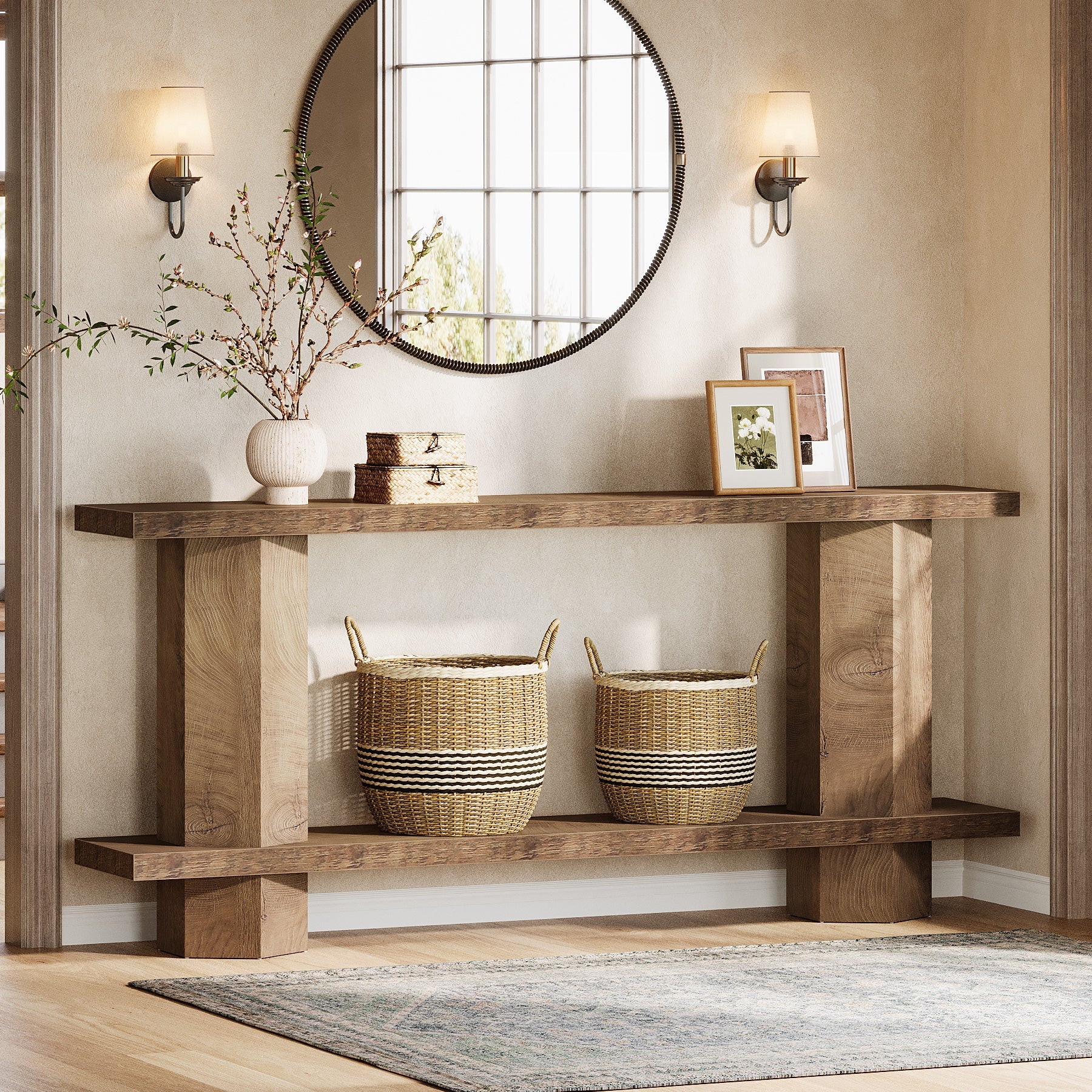 71" Console Table, 2-Tier Hallway Table Sofa Table Behind Couch - Image 7