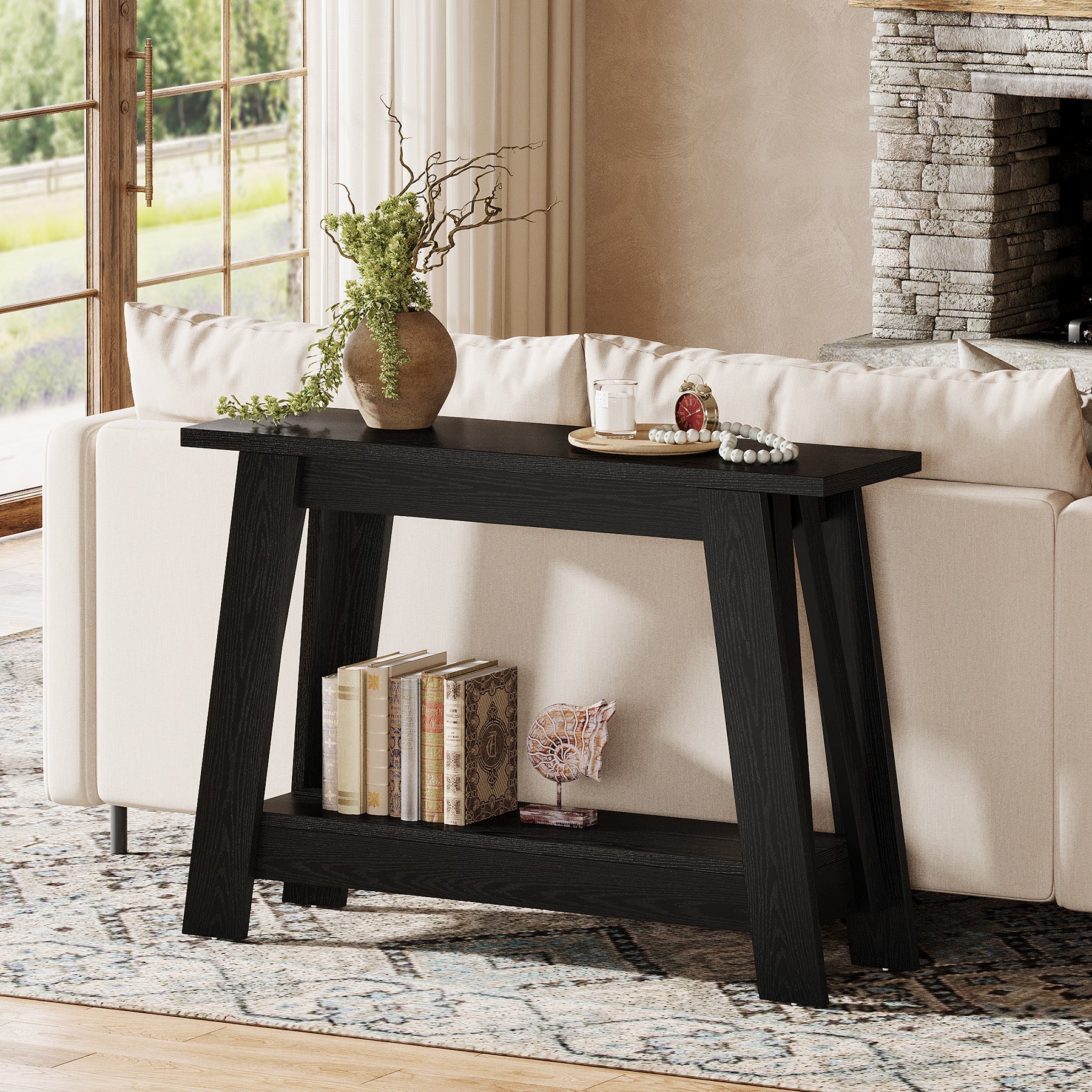 41.3" Console Table, 2-Tier Farmhouse Sofa Entryway Table with Storage - Image 11