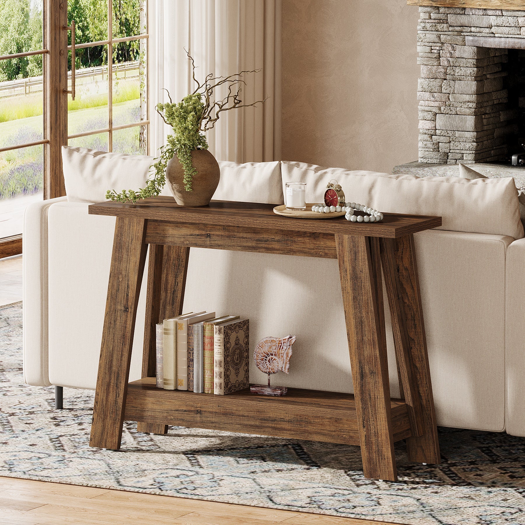 41.3" Console Table, 2-Tier Farmhouse Sofa Entryway Table with Storage - Image 3