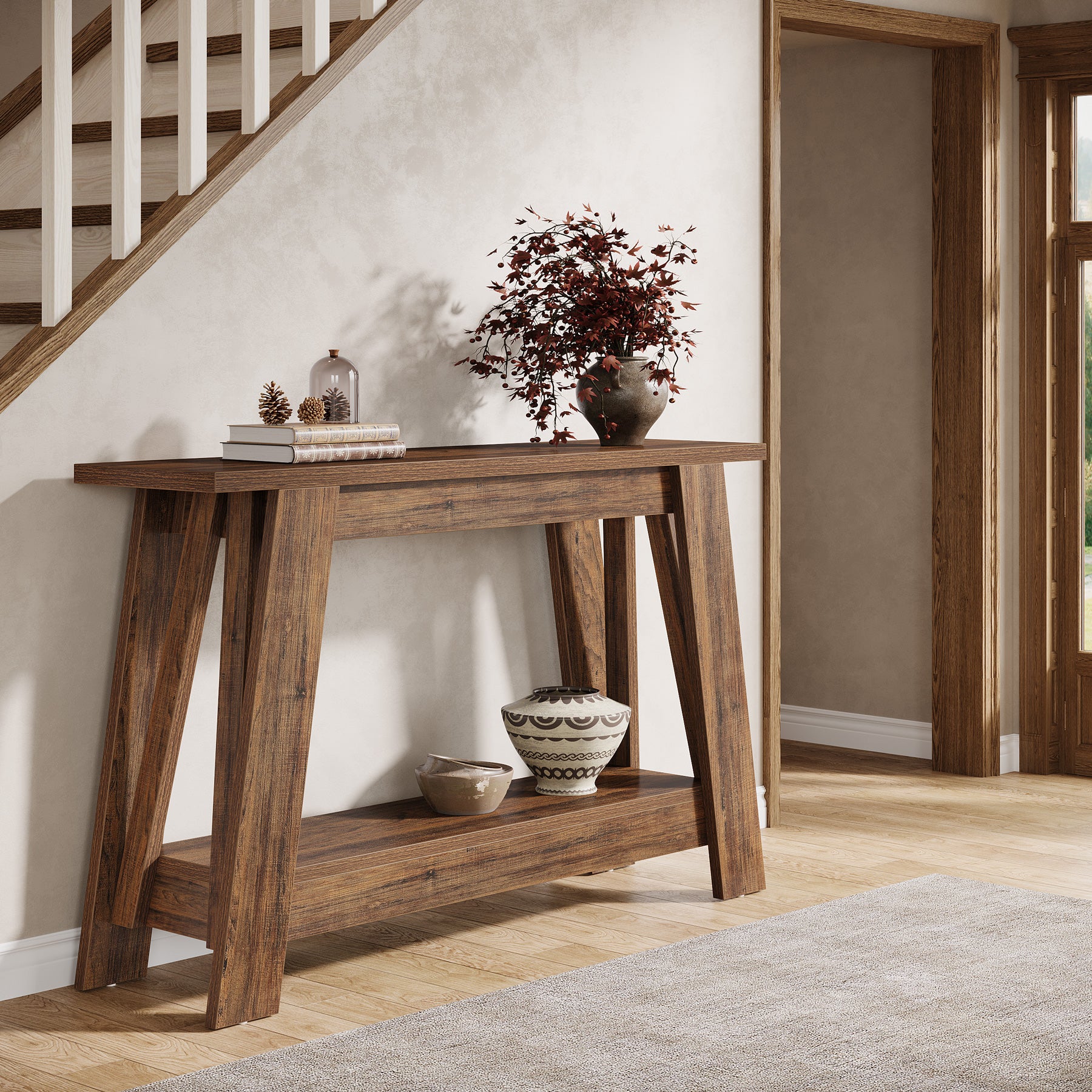 41.3" Console Table, 2-Tier Farmhouse Sofa Entryway Table with Storage - Image 4