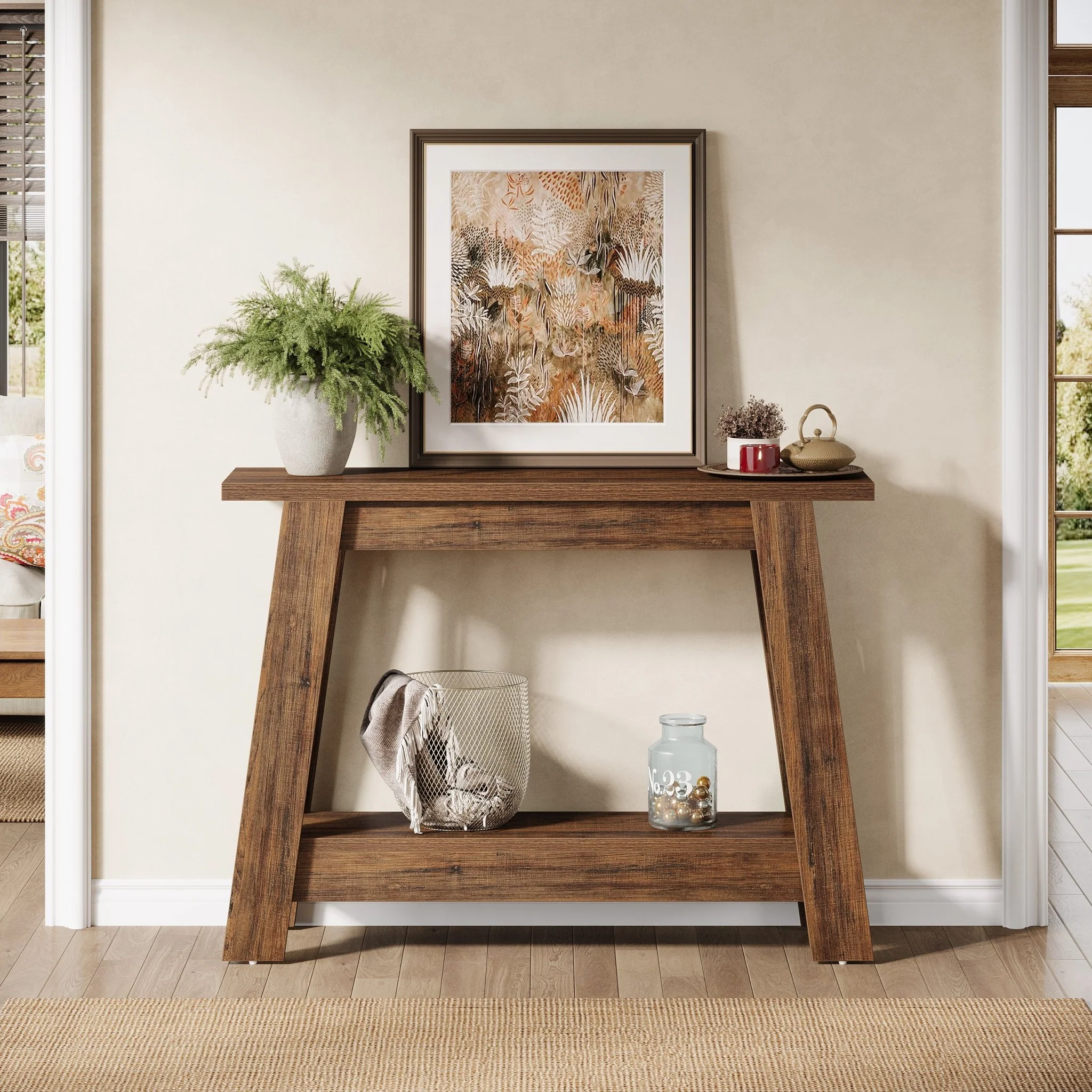 41.3" Console Table, 2-Tier Farmhouse Sofa Entryway Table with Storage - Image 5
