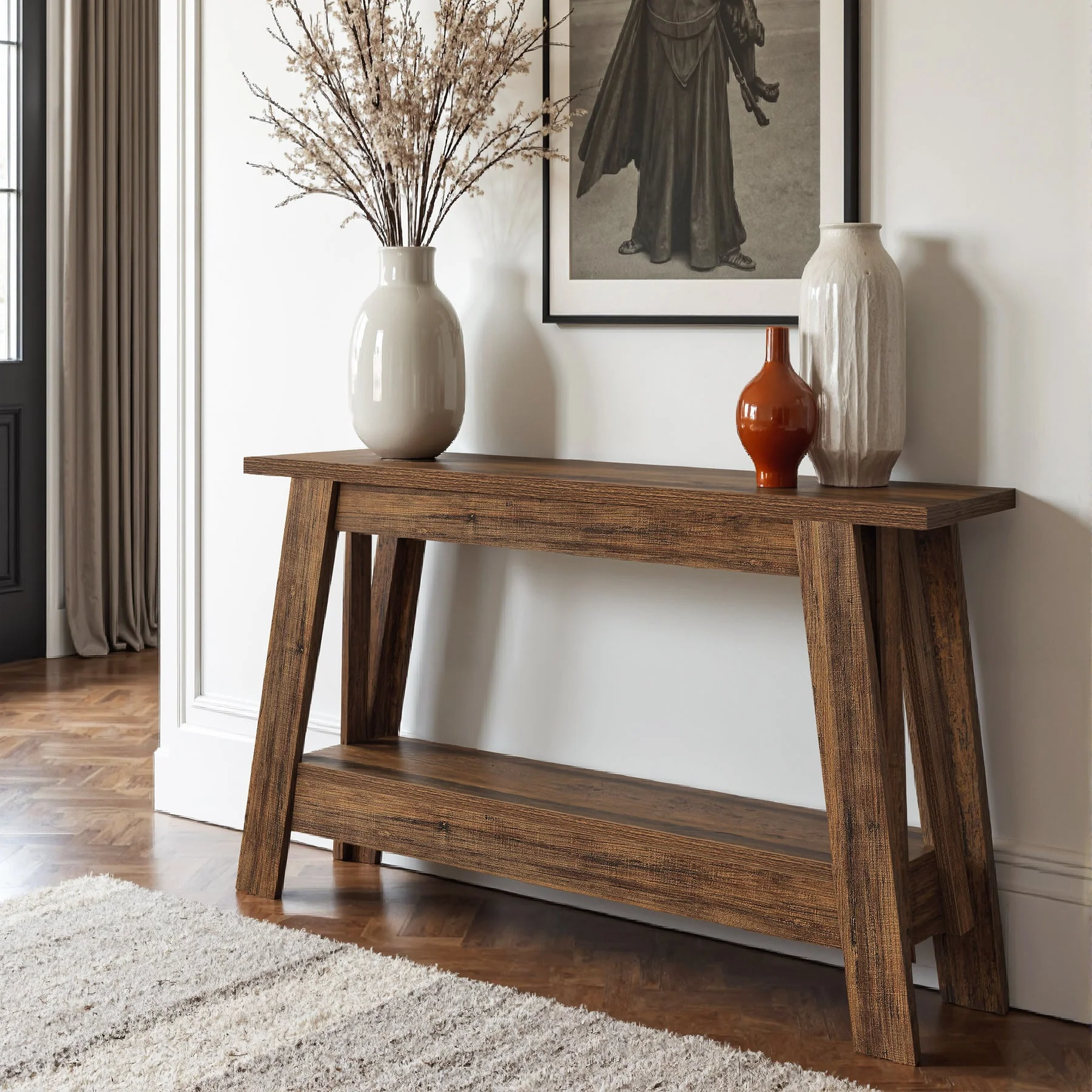 41.3" Console Table, 2-Tier Farmhouse Sofa Entryway Table with Storage - Image 6