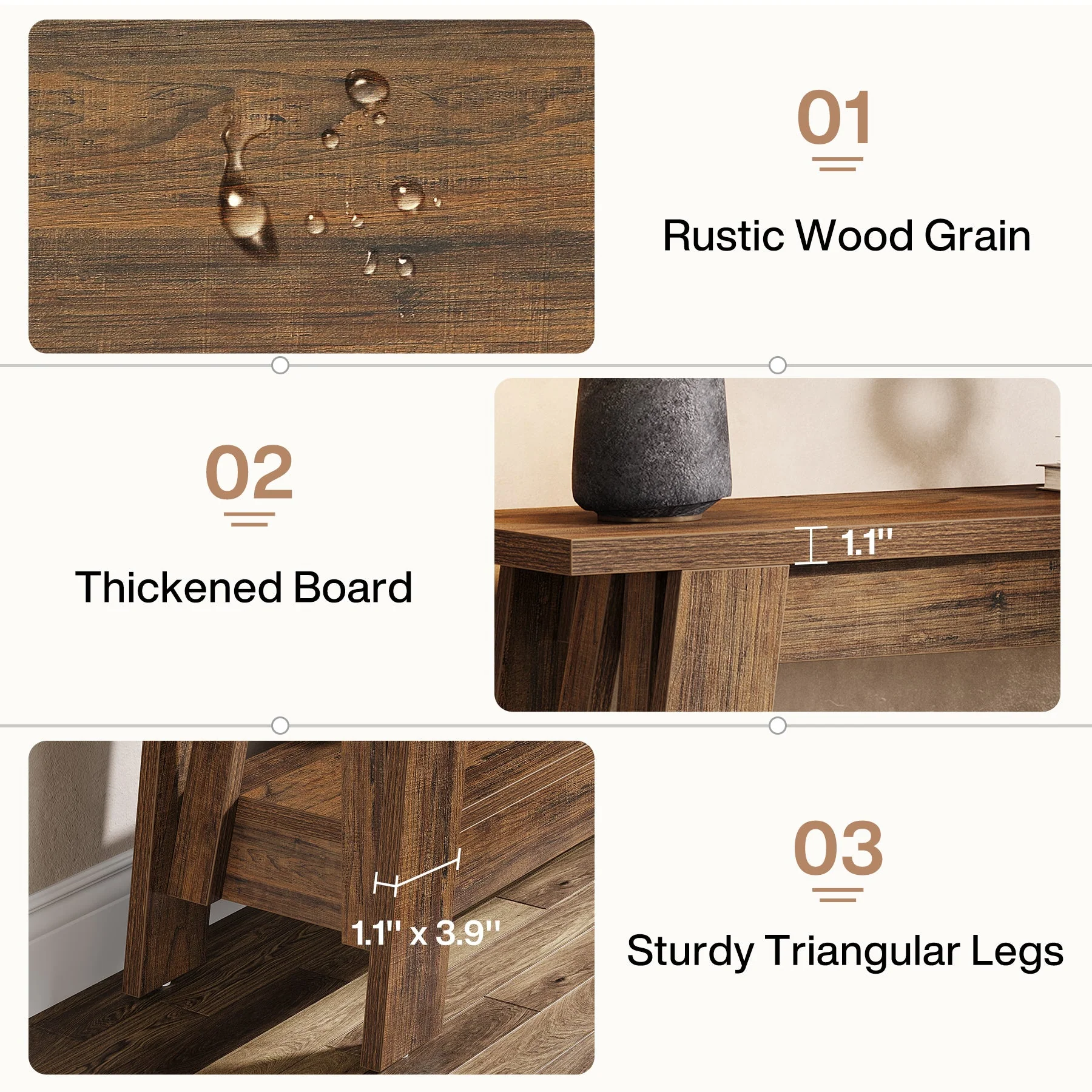 41.3" Console Table, 2-Tier Farmhouse Sofa Entryway Table with Storage - Image 8