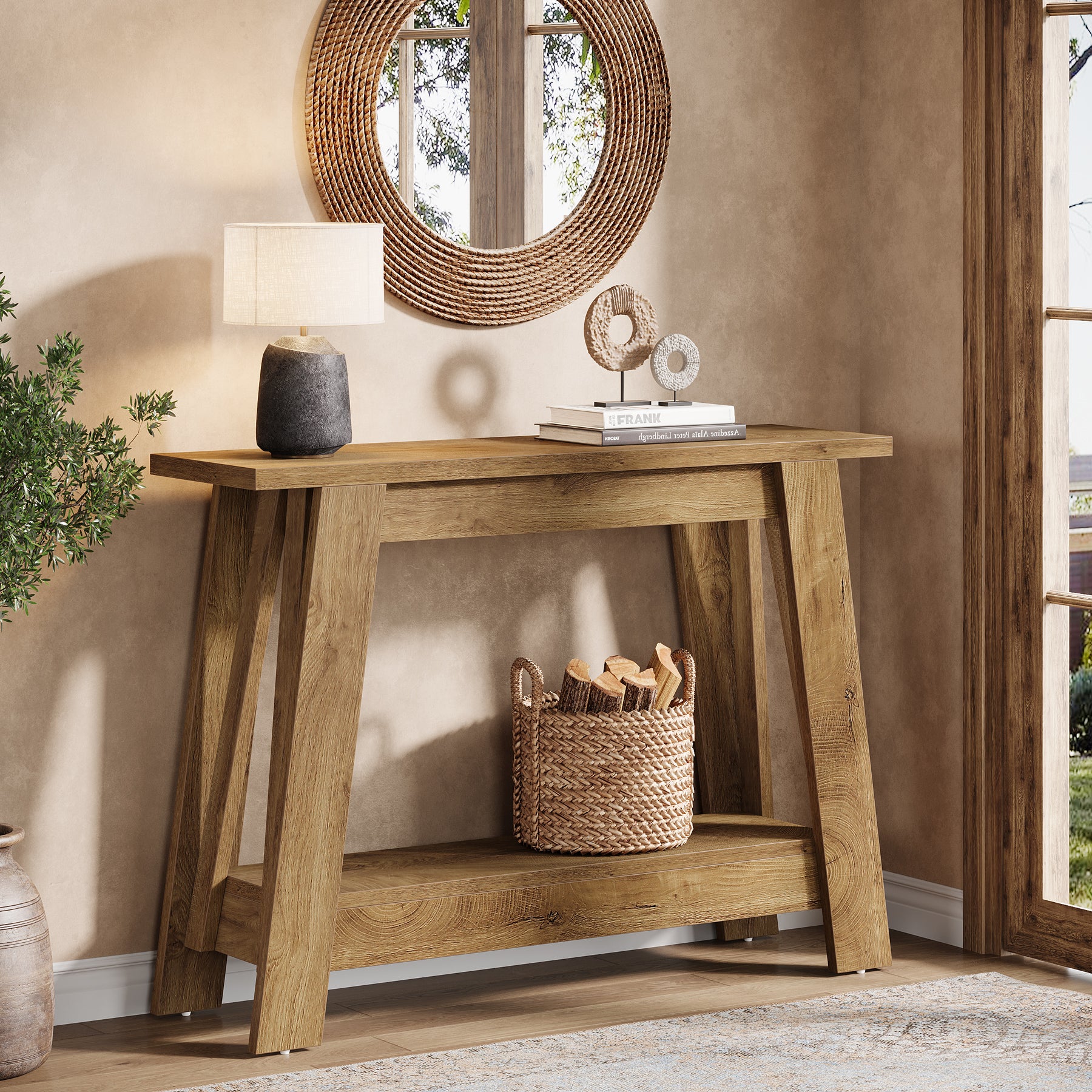 41.3" Console Table, 2-Tier Farmhouse Sofa Entryway Table with Storage - Image 9