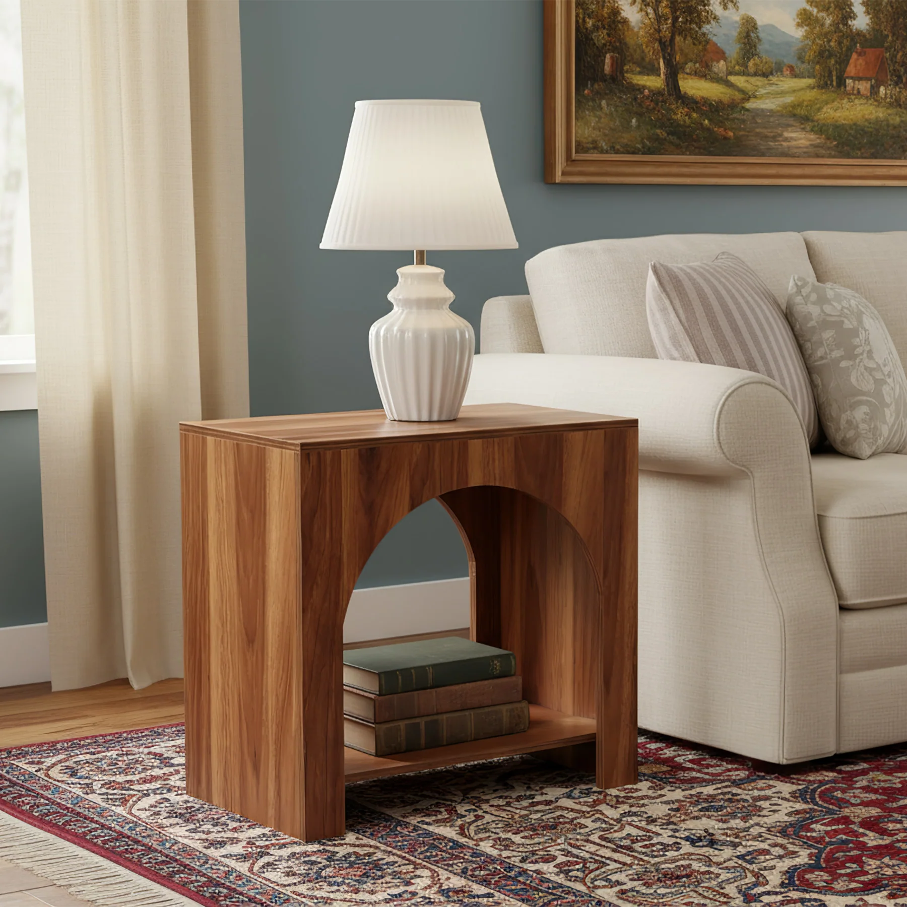 27" End Table, 2 Tier Square Side Table with Storage Shelf - Image 10