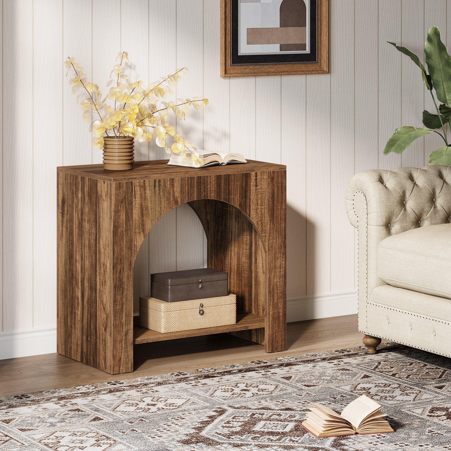 27" End Table, 2 Tier Square Side Table with Storage Shelf - Image 16