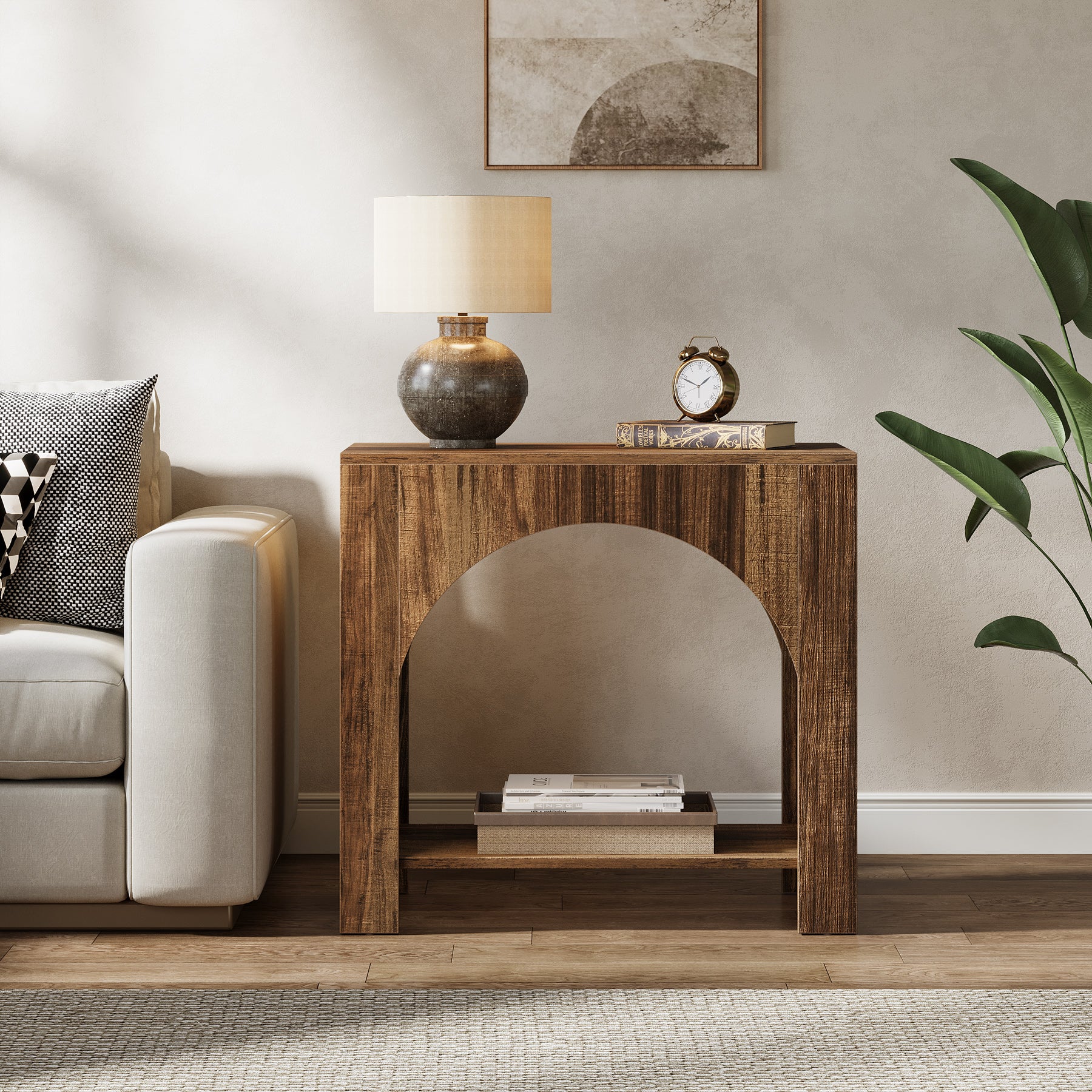 27" End Table, 2 Tier Square Side Table with Storage Shelf - Image 17