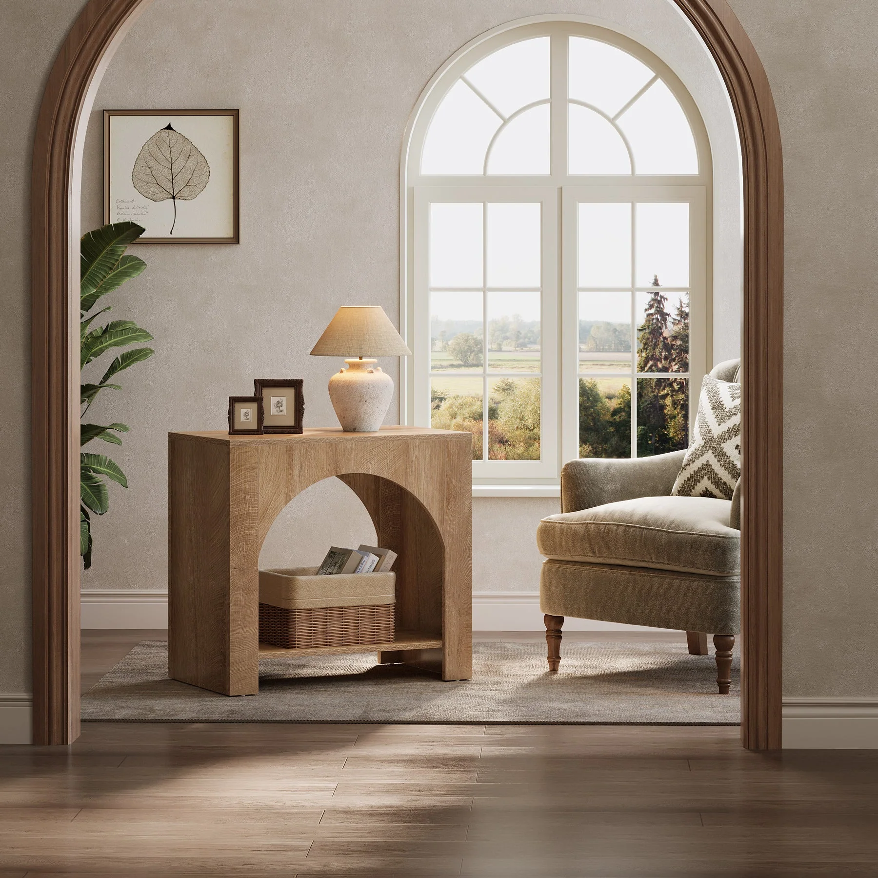 27" End Table, 2 Tier Square Side Table with Storage Shelf - Image 4