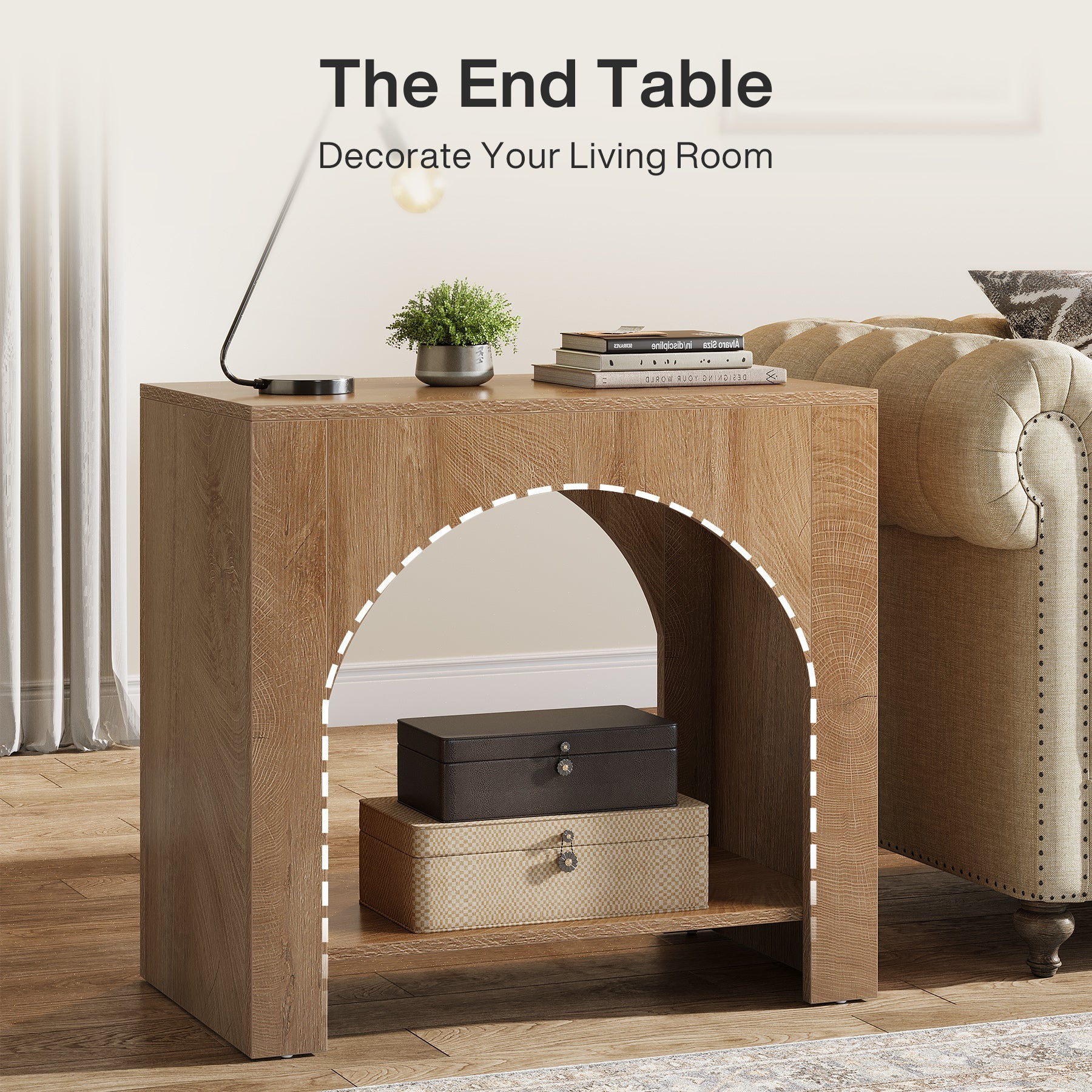 27" End Table, 2 Tier Square Side Table with Storage Shelf - Image 5