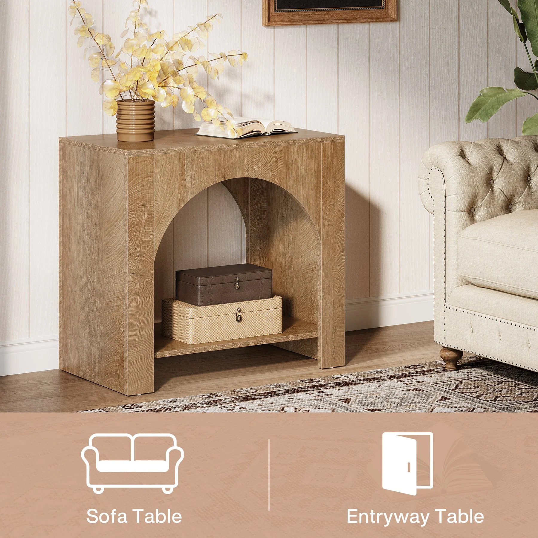 27" End Table, 2 Tier Square Side Table with Storage Shelf - Image 6
