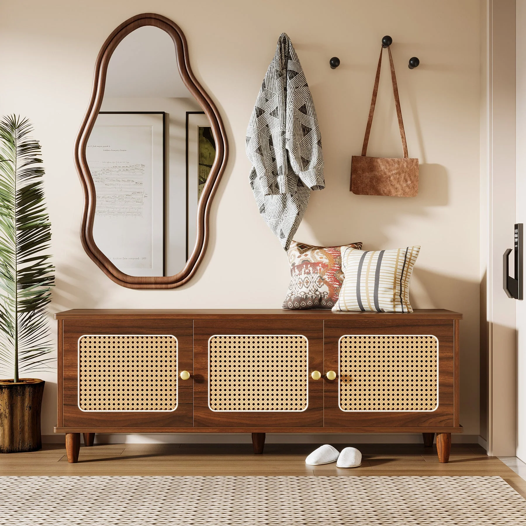 55" Storage Bench, 2-Tier Shoe Bench with Lift Top Storage - Image 5