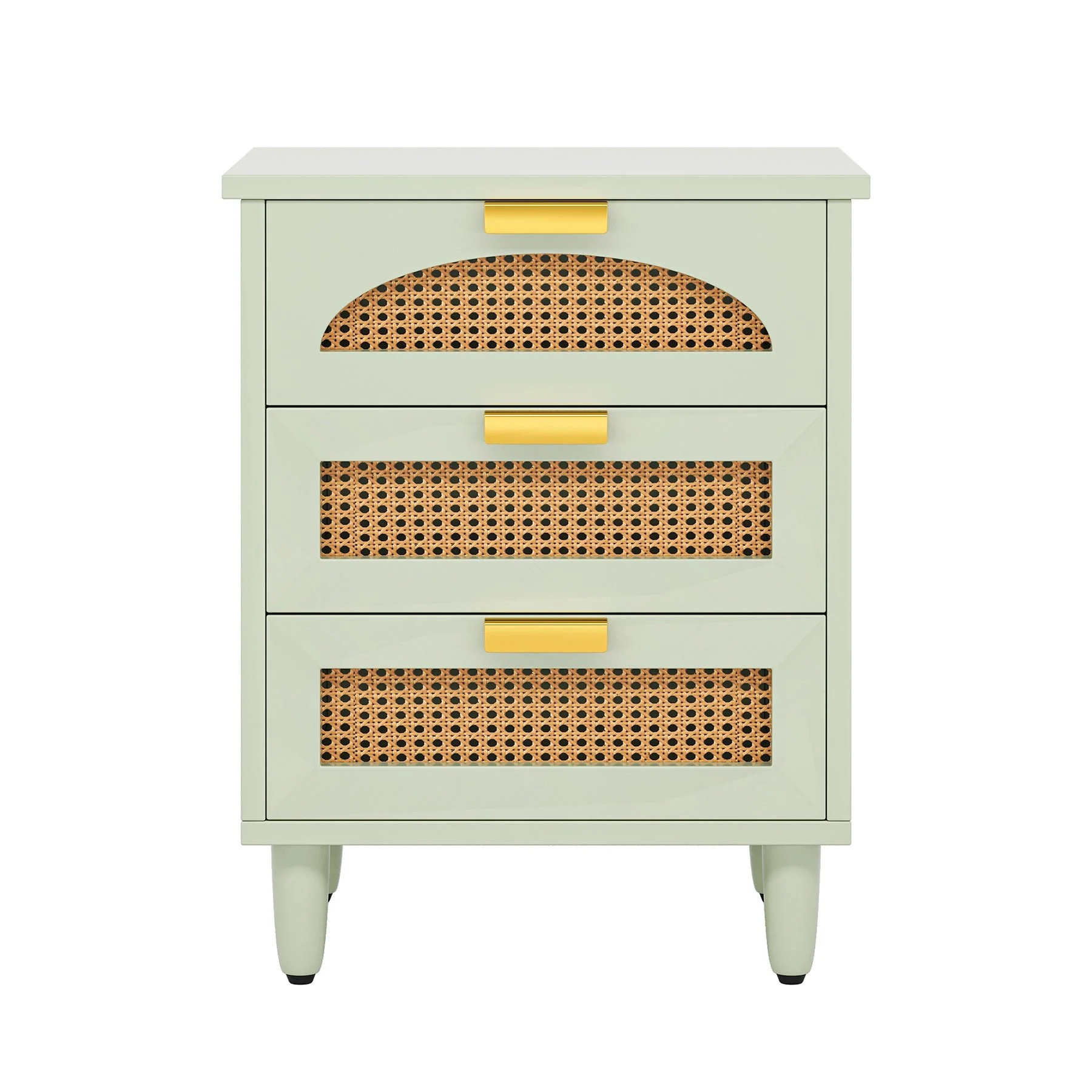 Rattan Nightstand, 20-Inch Bedside Table Storage Cabinet with 3-Drawers - Image 9