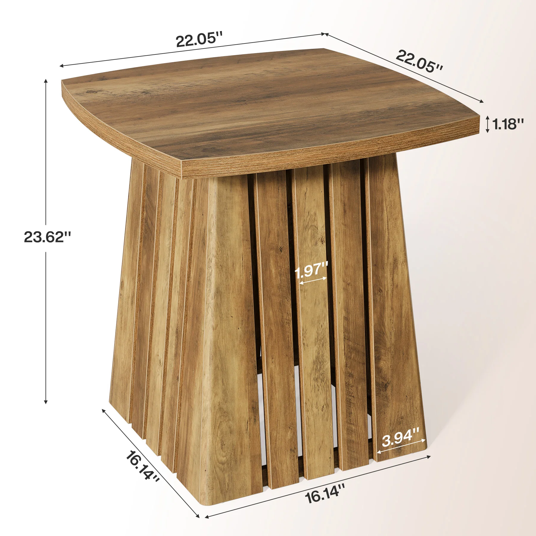 Tribesigns 22.05" Modern Column Base End Table, Stylish Square Table for Living Room - Image 2