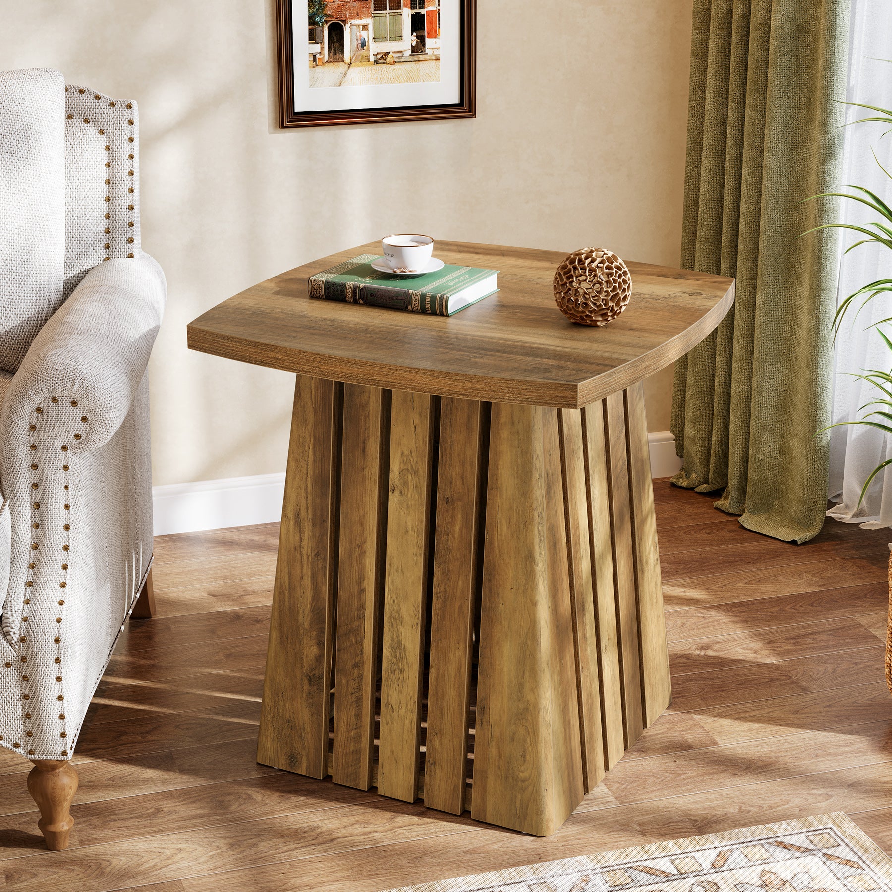 Tribesigns 22.05" Modern Column Base End Table, Stylish Square Table for Living Room - Image 4
