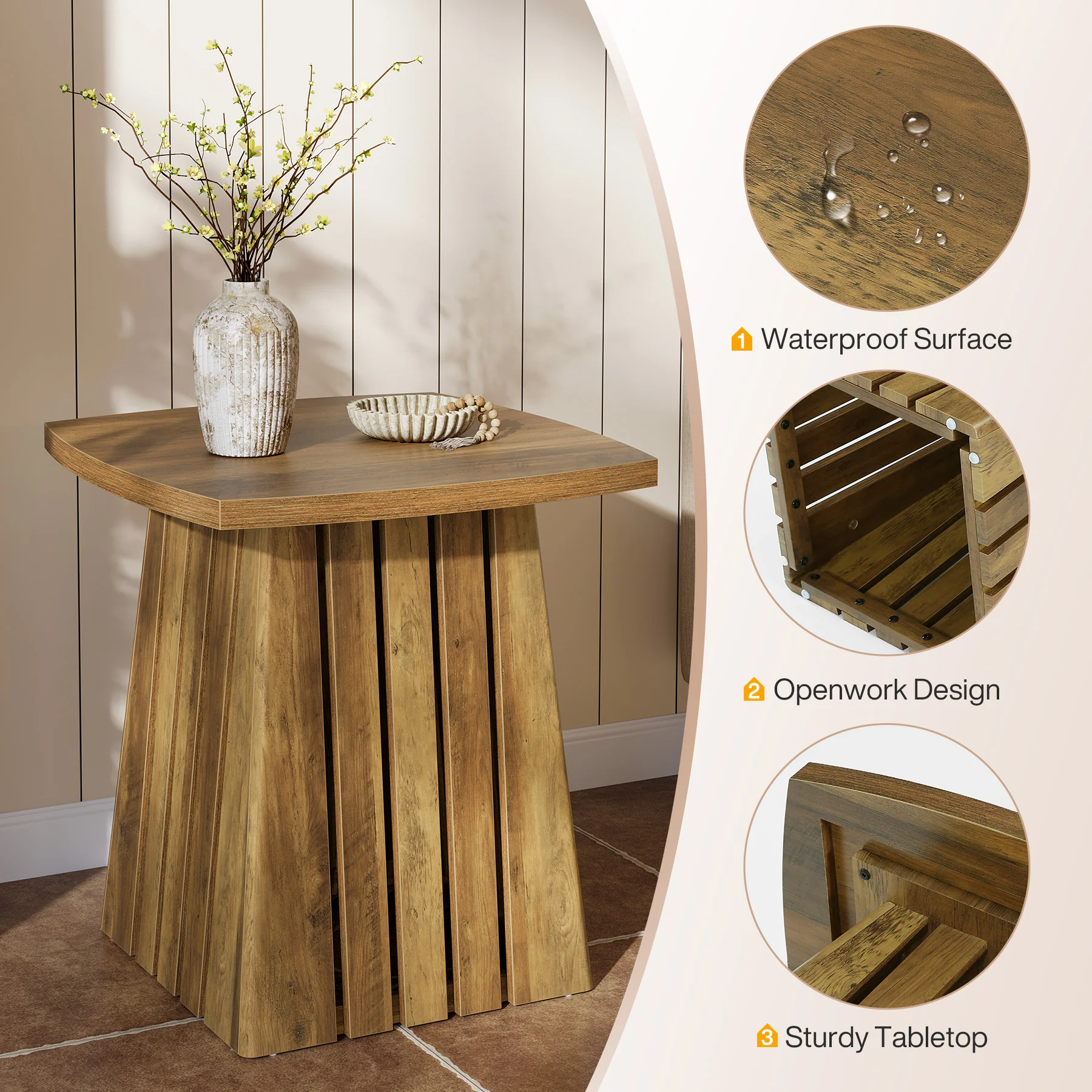 Tribesigns 22.05" Modern Column Base End Table, Stylish Square Table for Living Room - Image 8