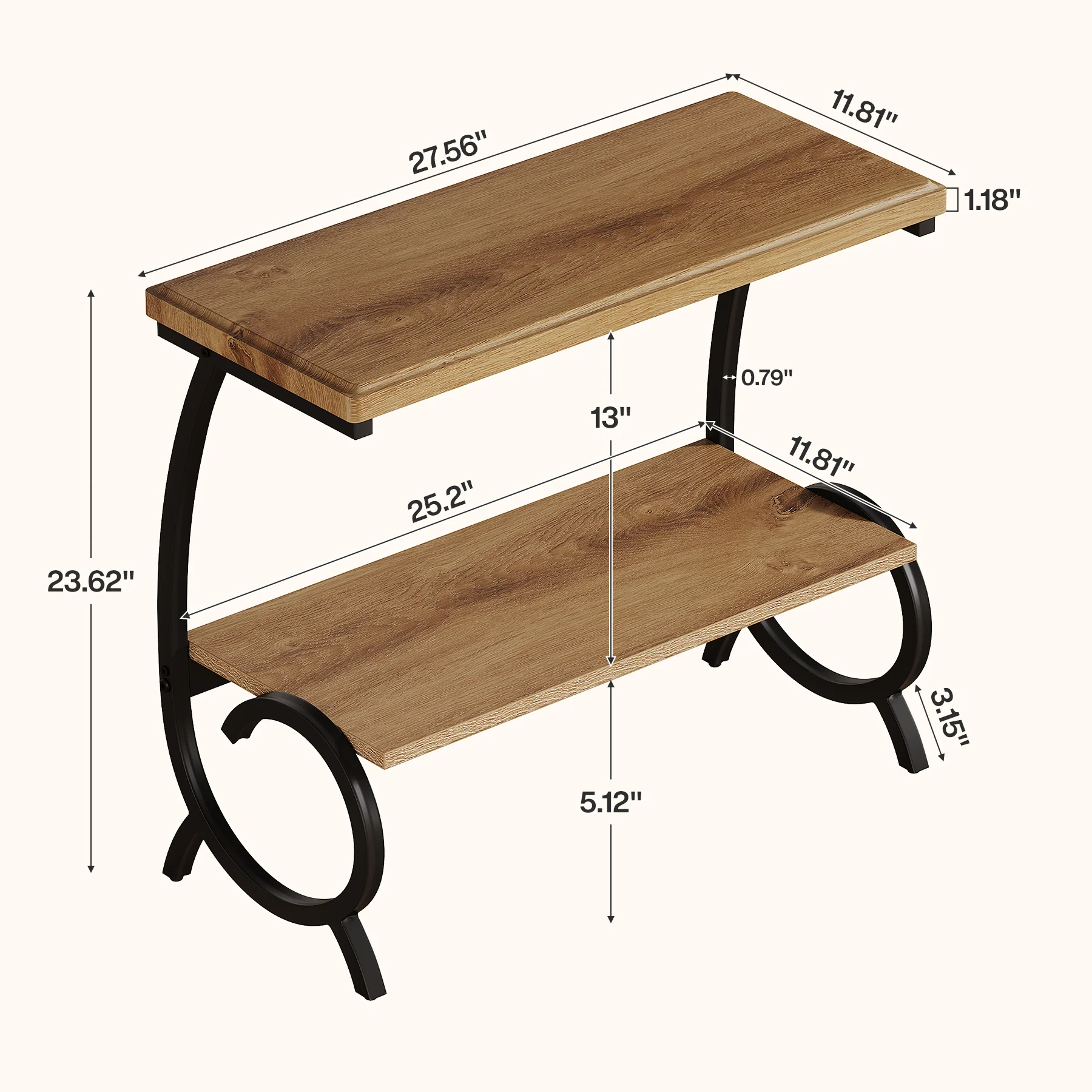 Tribesigns 2-Tier End Table, J-Shaped Side Table for Living Room - Image 2
