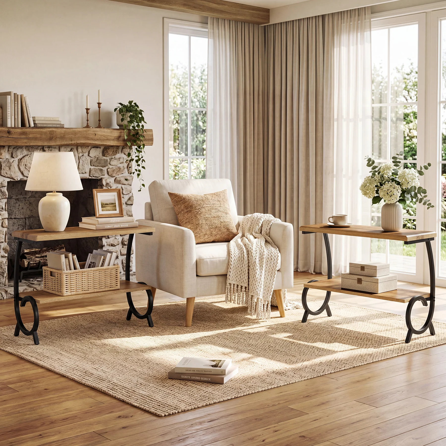 Tribesigns 2-Tier End Table, J-Shaped Side Table for Living Room - Image 9