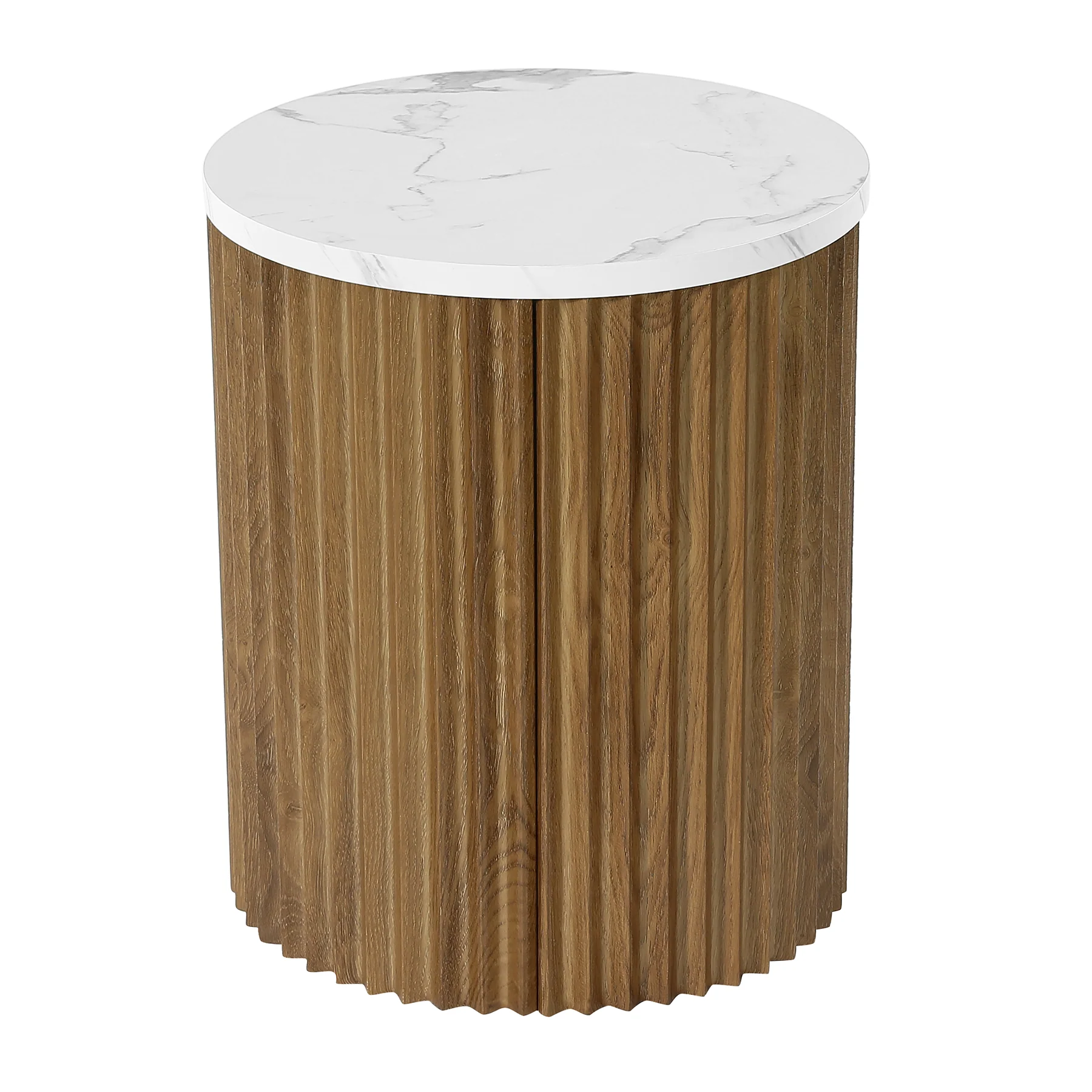 Round End Table, 23.6" Tall Side Table with Faux Marble Tabletop - Image 8