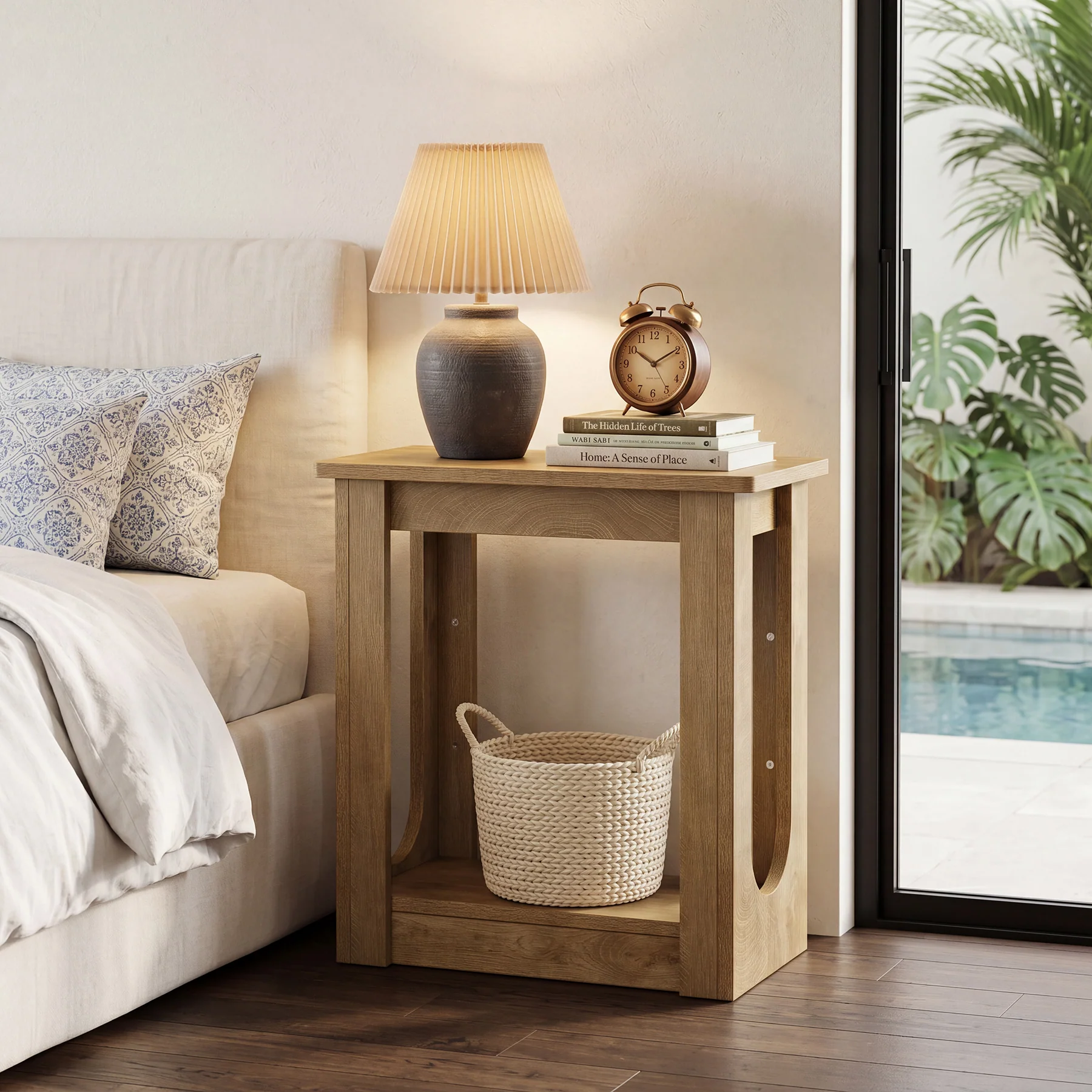 23.62" End Table with Storage Shelves, Narrow Side Table Nightstand for Living Room - Image 4