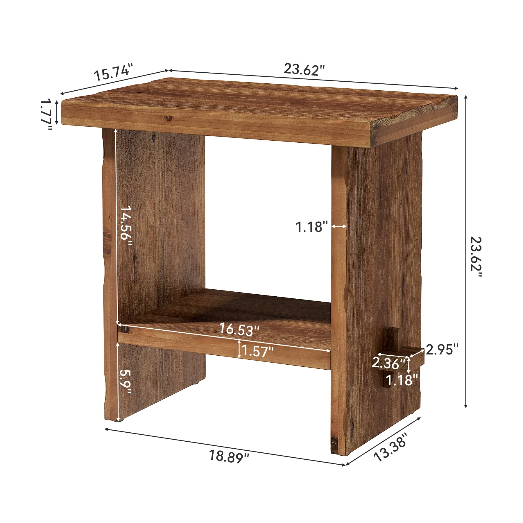 Tribesigns 23.62-Inch Solid Wood Side Table, Wooden End Table with Solid Base - Image 2