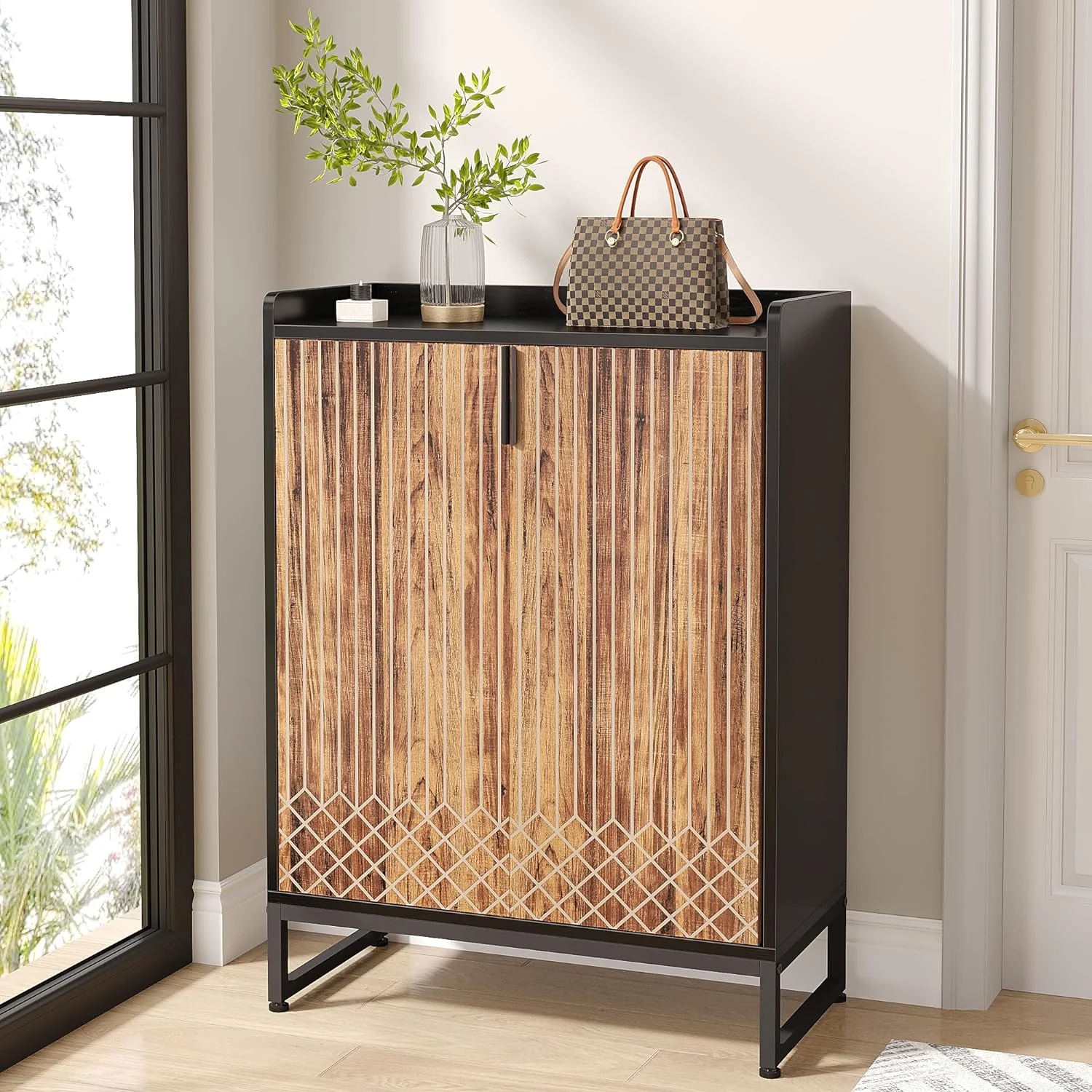 Modern Shoe Cabinet with Doors, 5-Tier Modern Shoe Rack Organizer - Image 10