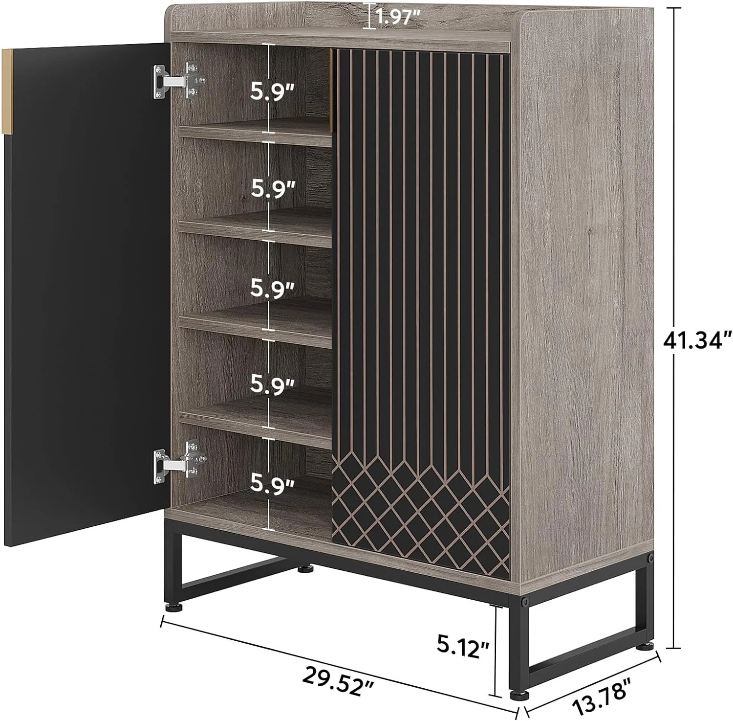 Modern Shoe Cabinet with Doors, 5-Tier Modern Shoe Rack Organizer - Image 15